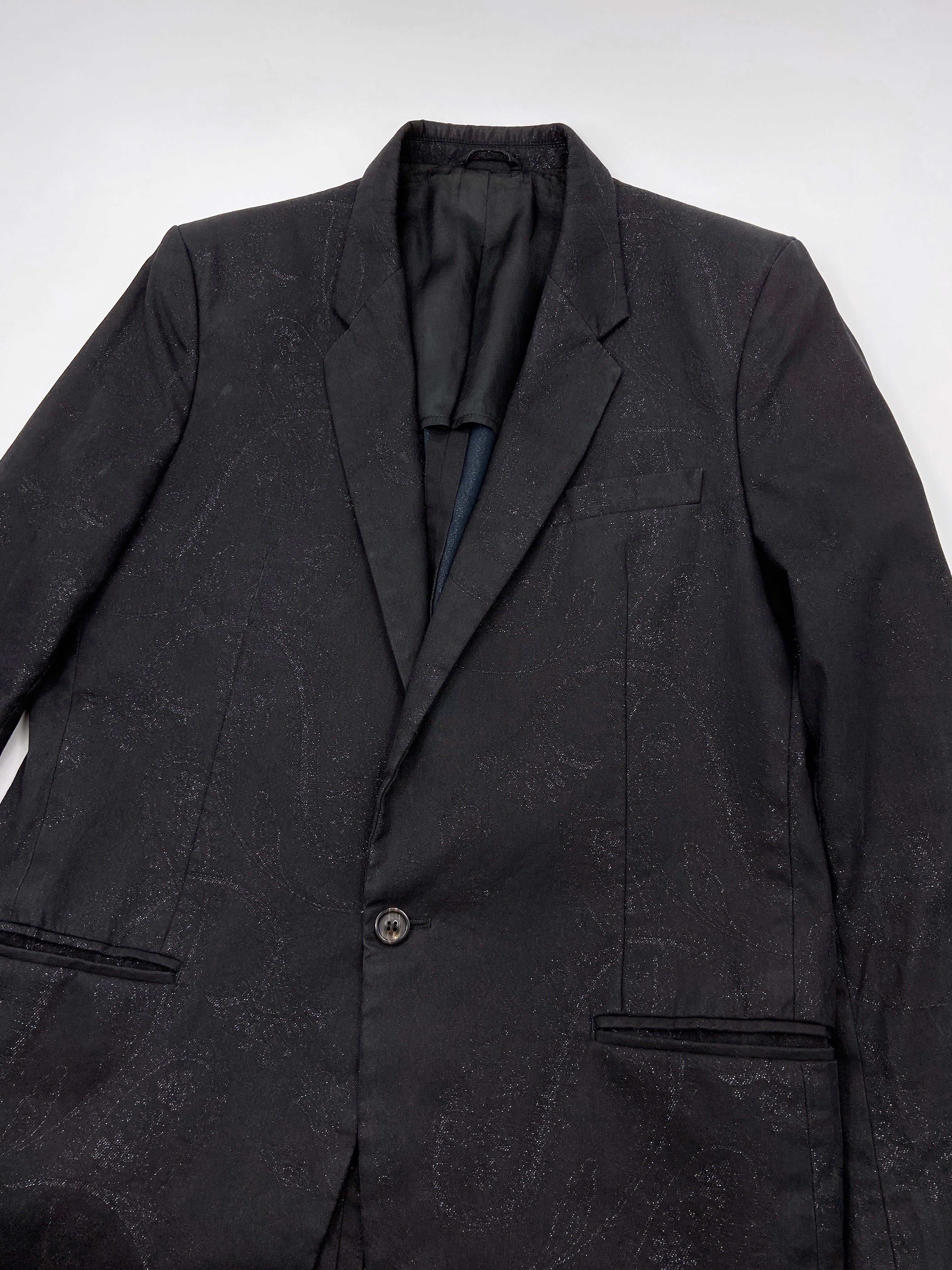 Maison Martin Margiela Spring 2006 Black Floral Lamé Cotton Blazer 50 - 4