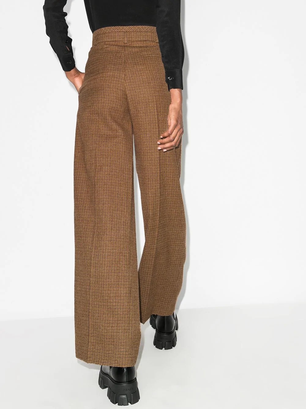 houndstooth flared trousers - 3