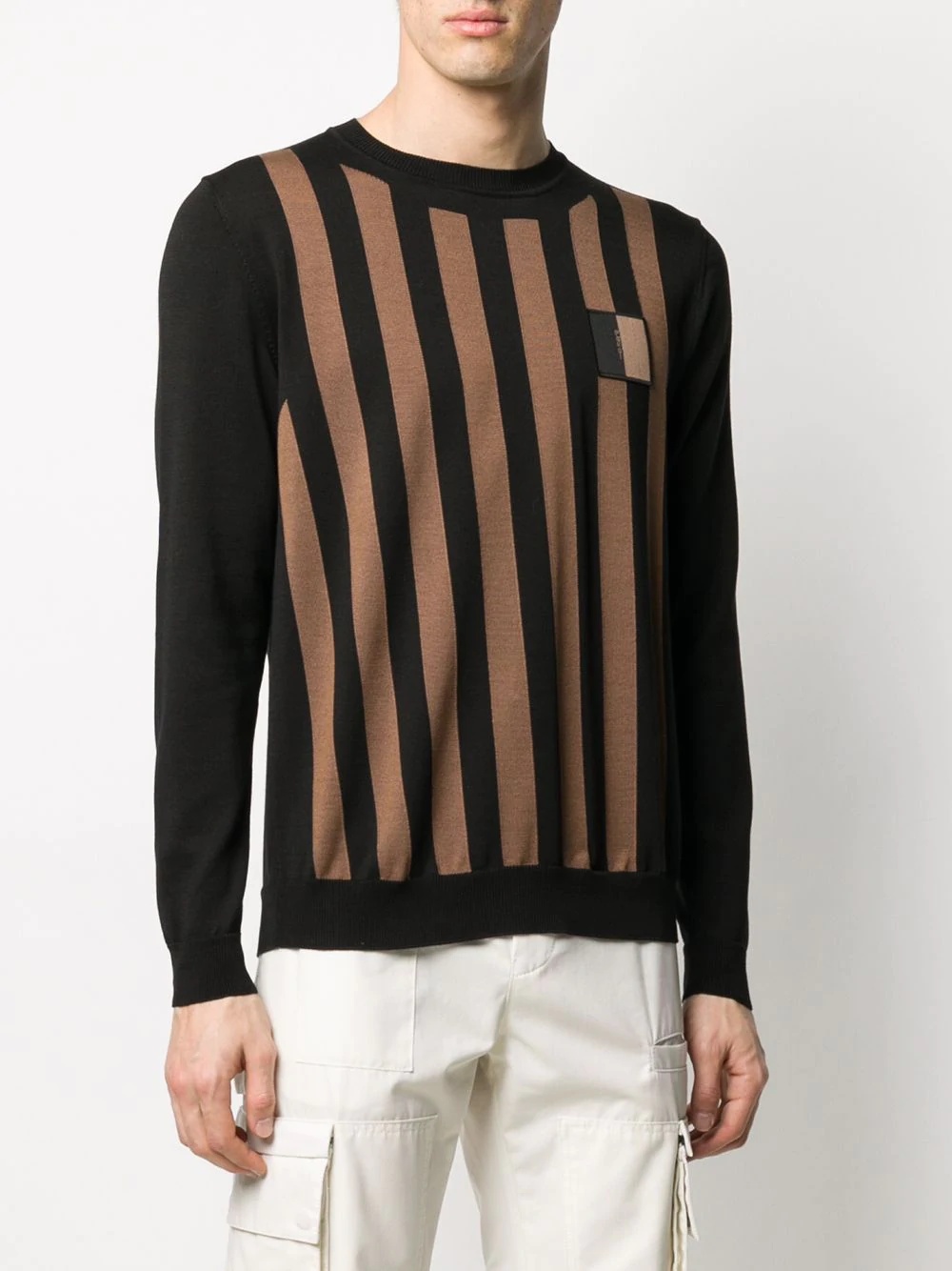 striped logo patch jumper - 3