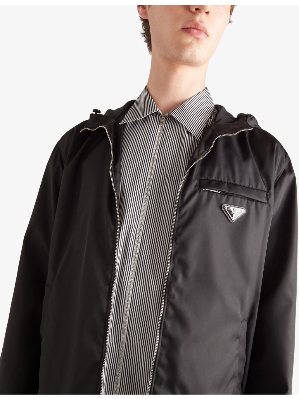 Re-Nylon brand-plaque hooded recycled-polyamide jacket - 5