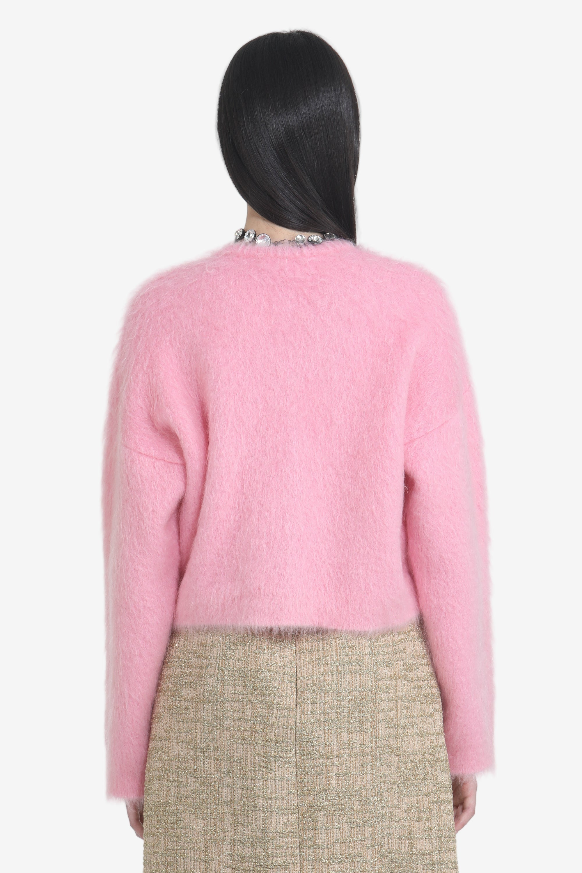 CREW NECK CARDIGAN WITH JEWEL BUTTONS - 2