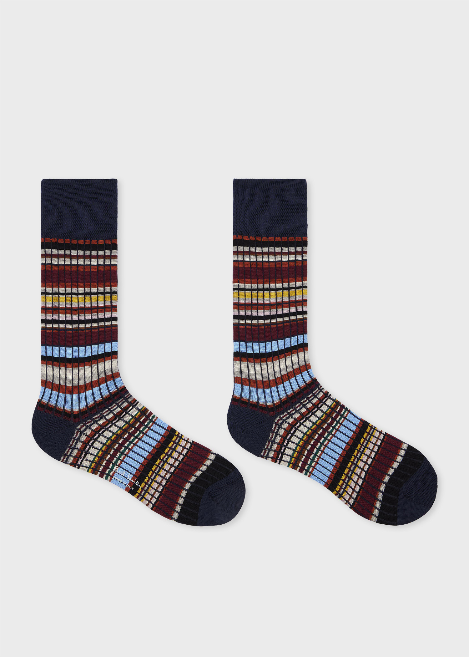 Navy Blue 'Signature Stripe' Ribbed Socks - 2