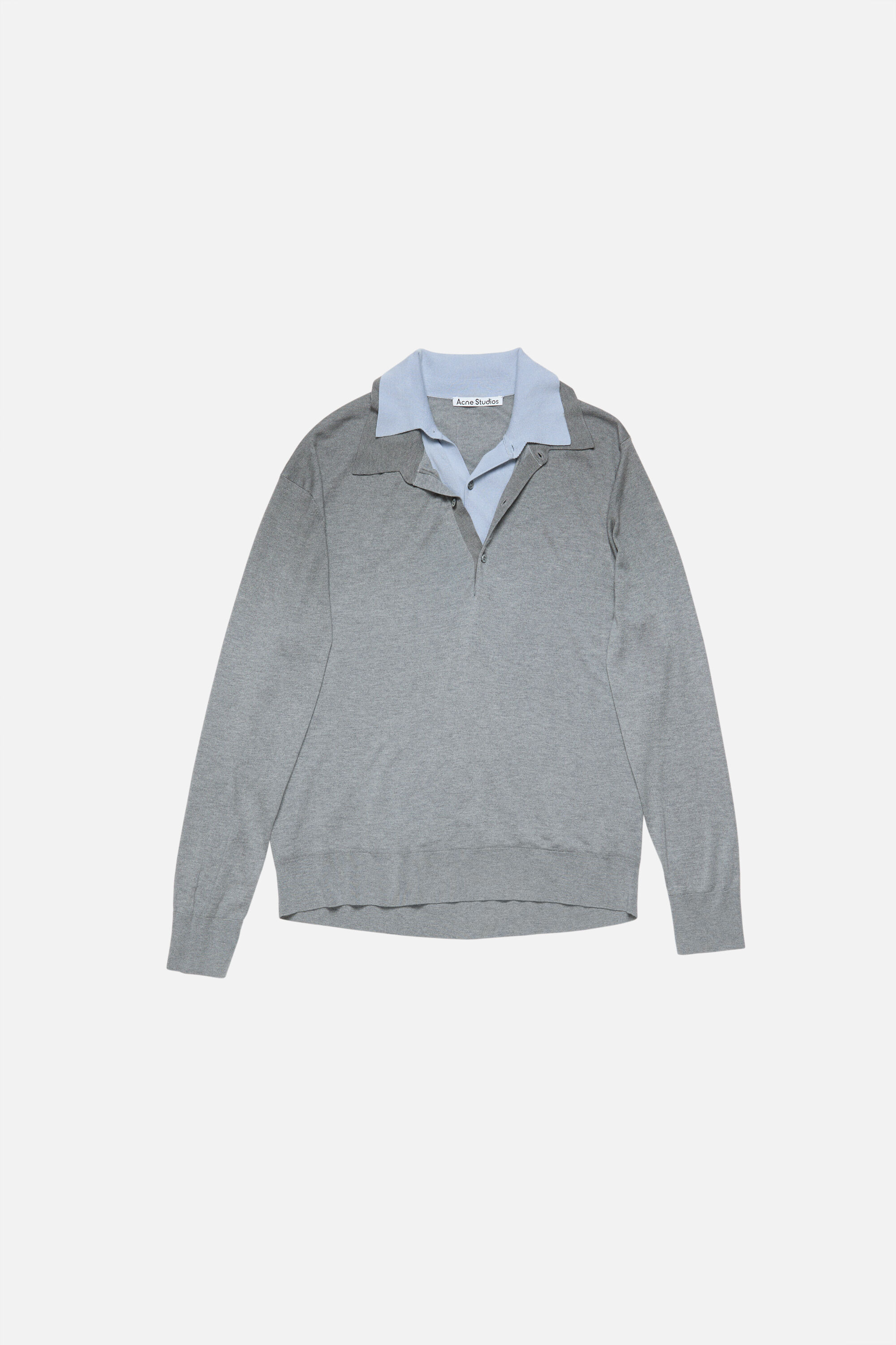 Layered silk jumper - Sky blue/light grey melange - 6