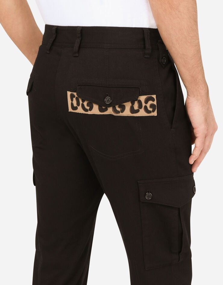 Stretch cotton cargo pants with DG patch - 5