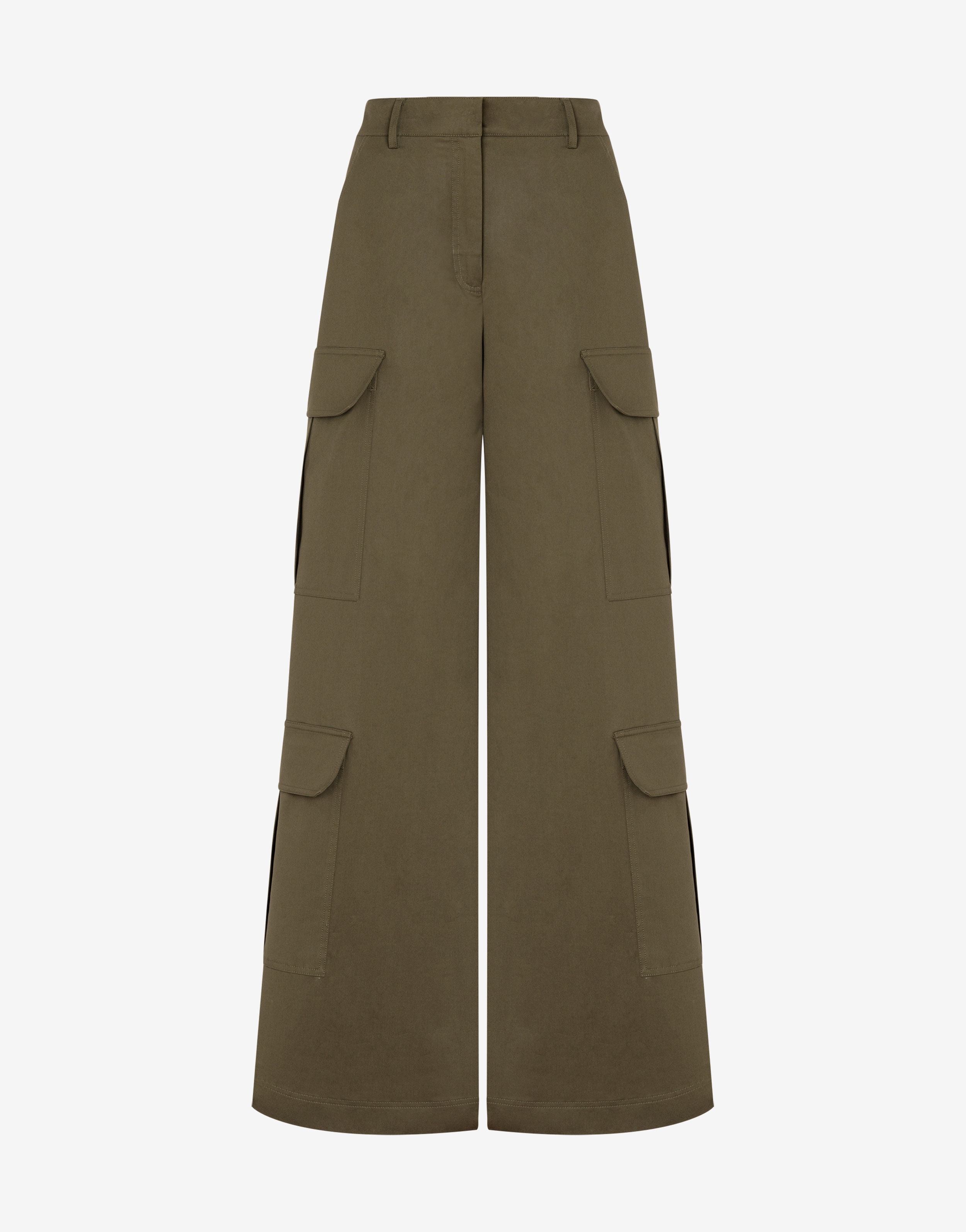 COTTON CANVAS PALAZZO TROUSERS - 1