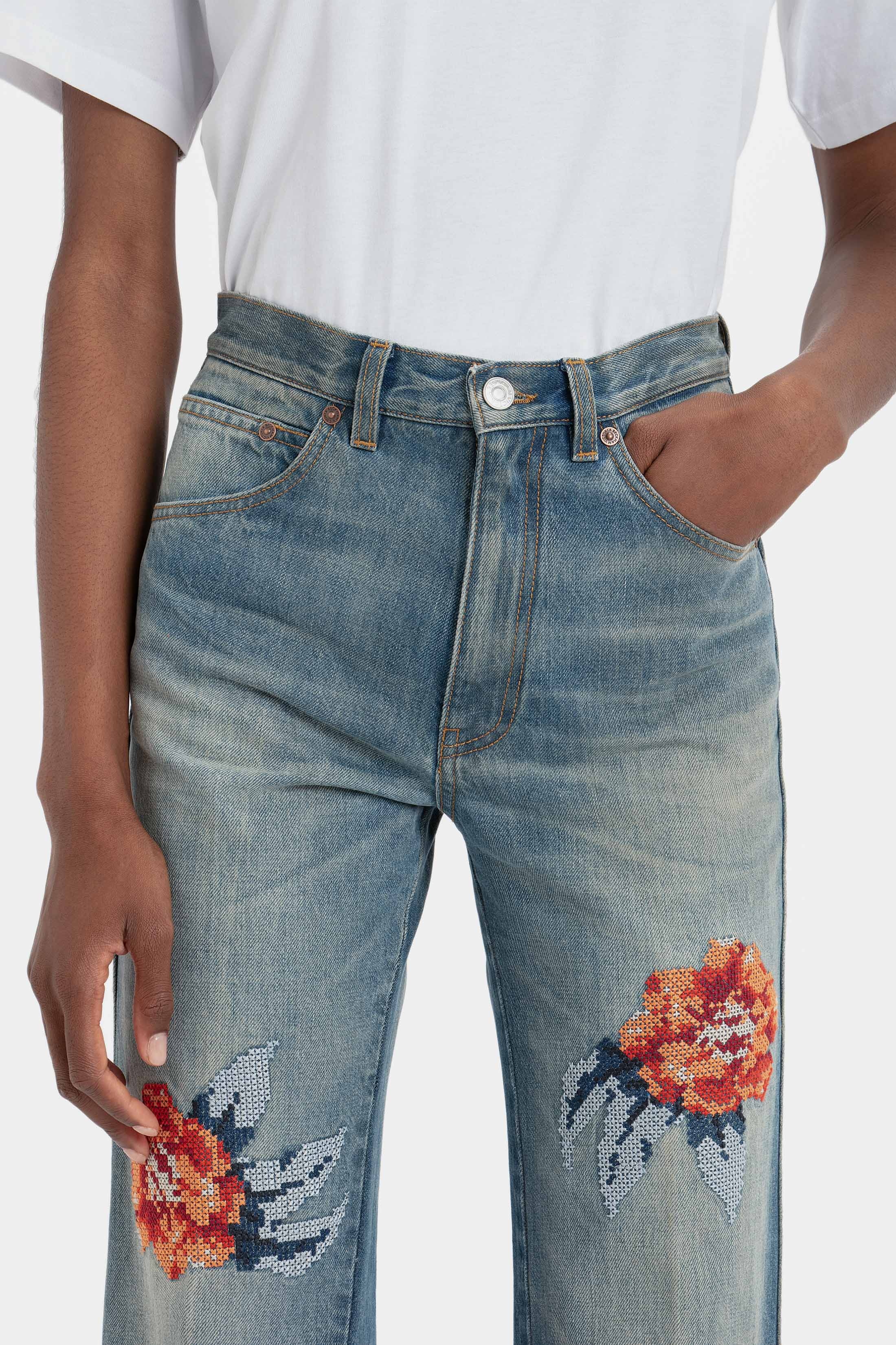 Mid-Rise Loose Flare Jean In Vintage Blue - 6