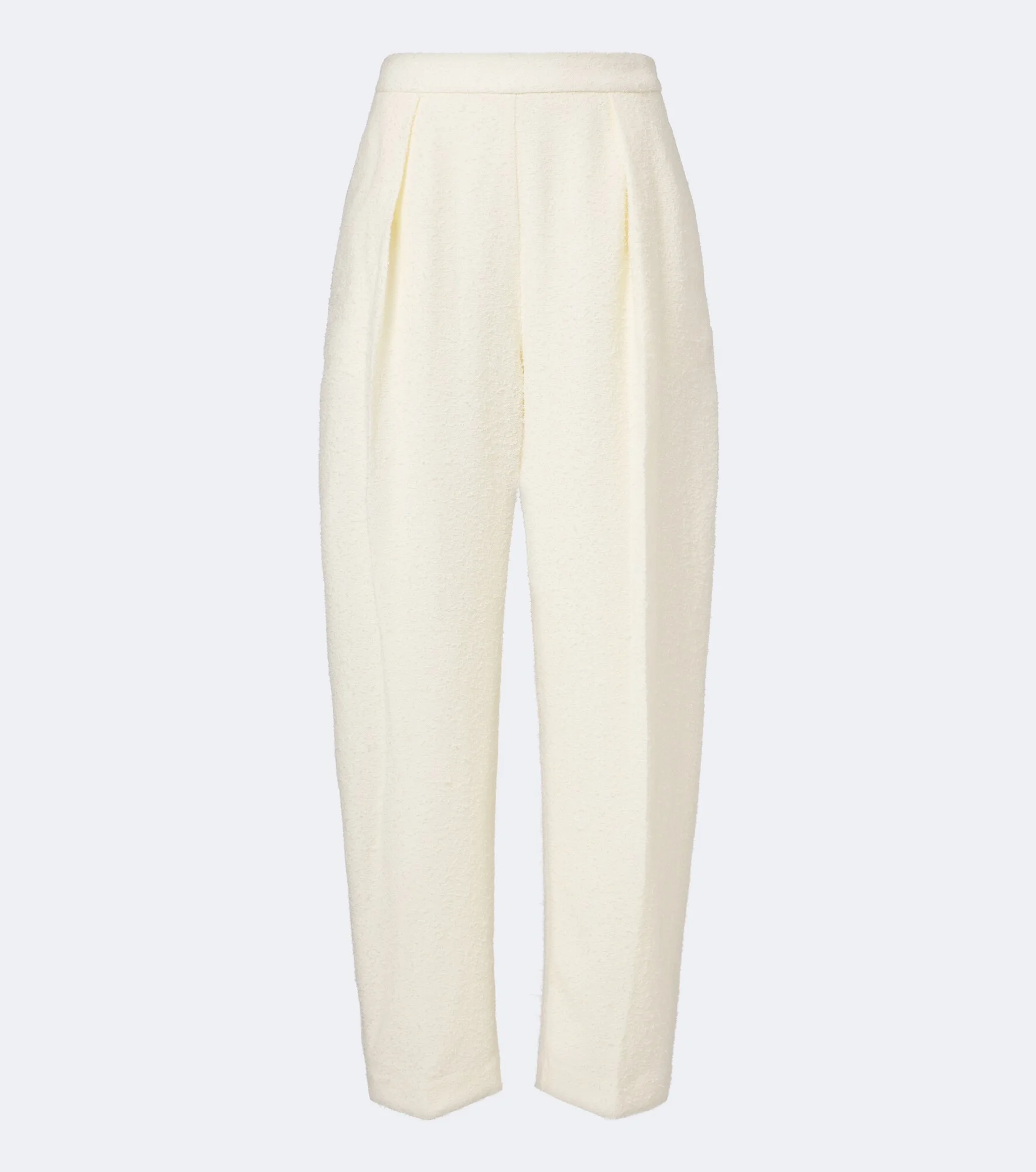 Wool-blend bouclé barrel-leg pants - 1