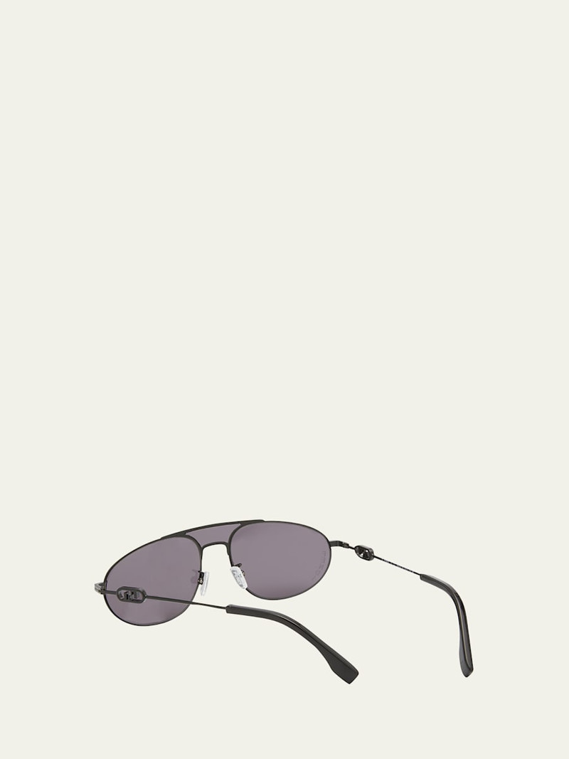 FENDI Men's Double-Bridge Metal Oval Sunglasses outlook