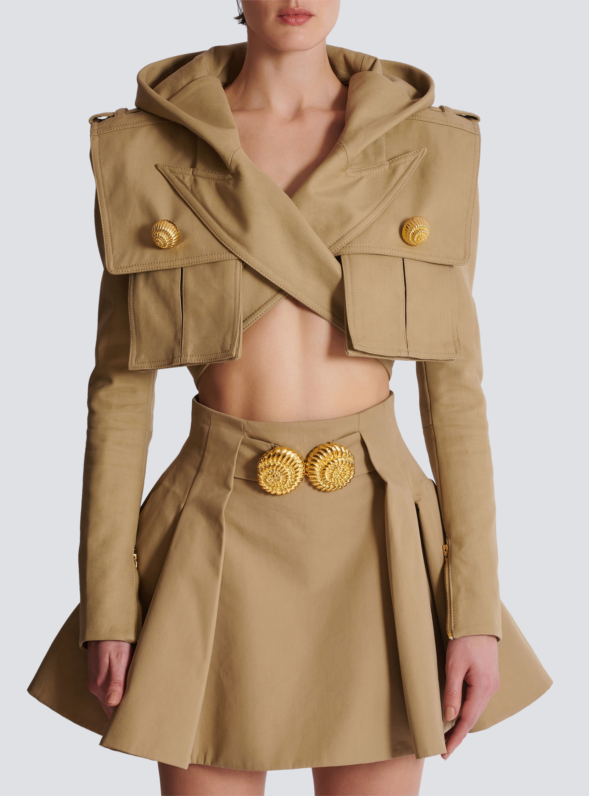 Cotton cropped hooded jacket - 5