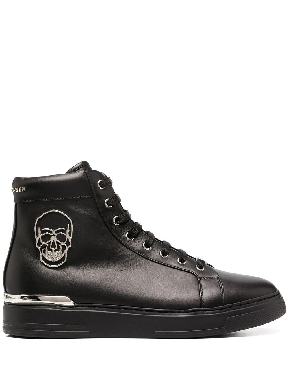 high-top skull sneakers - 1