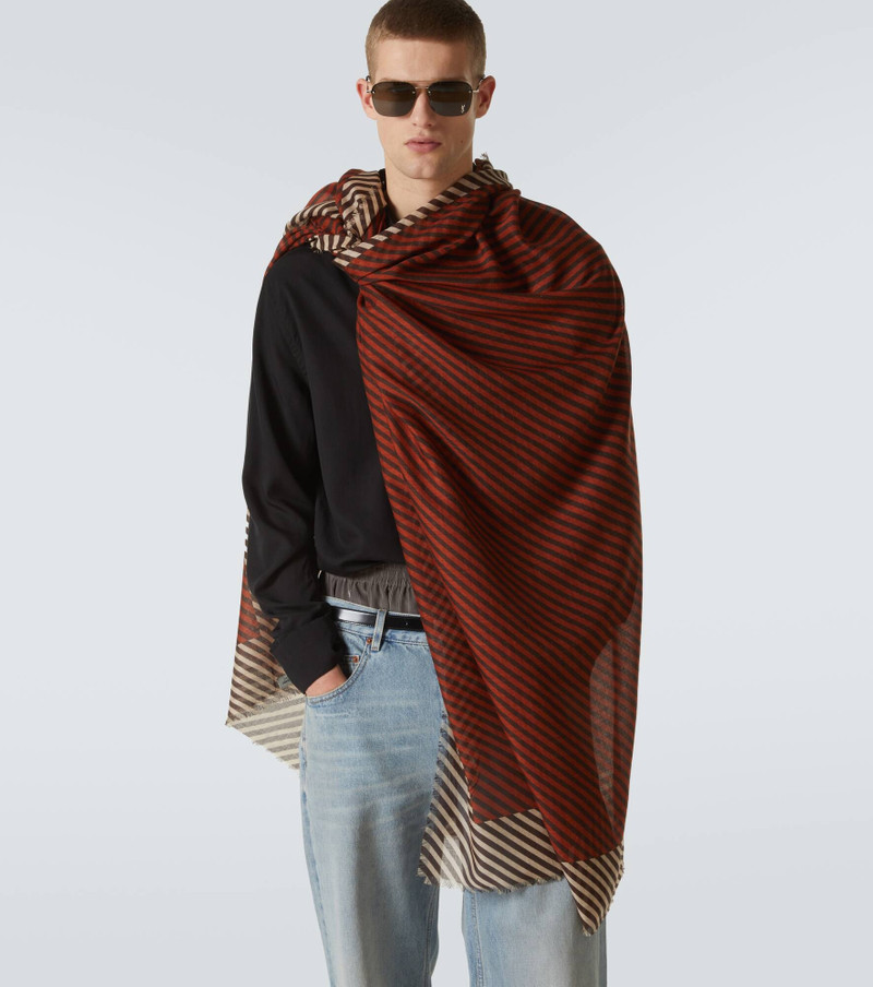 SAINT LAURENT Cassandre striped cashmere and silk scarf outlook