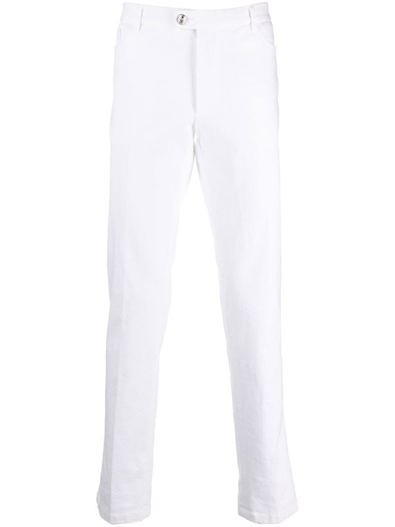 skull embroidery straight-leg trousers 1