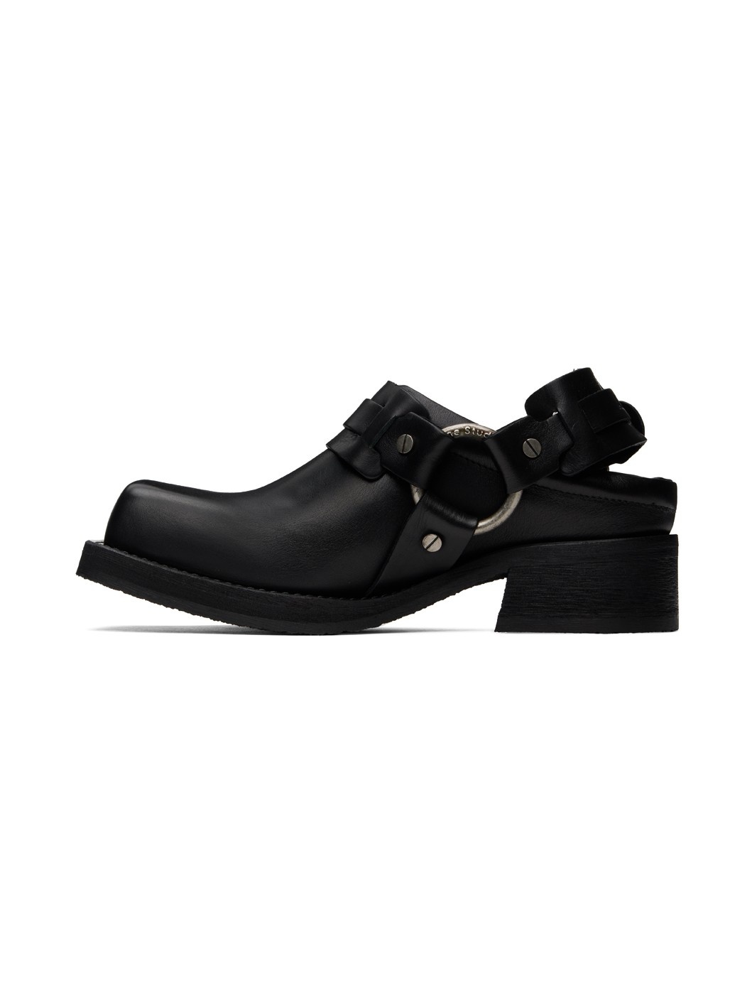 Black Leather Buckle Loafers - 3