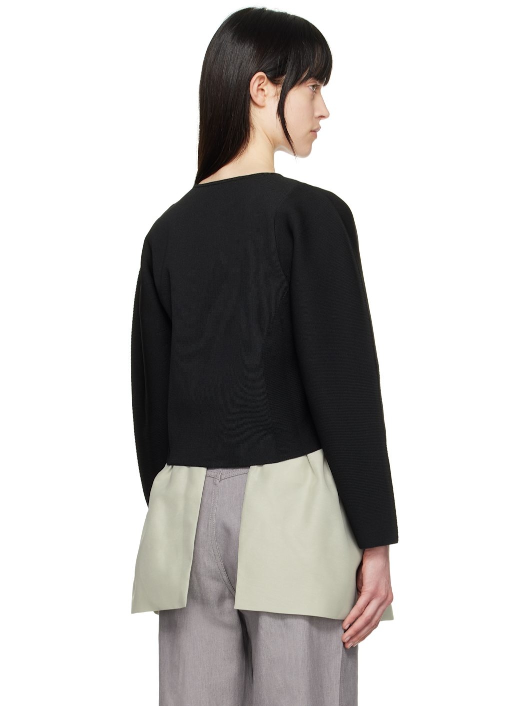 Black Rounded Zip-Up Cardigan - 3