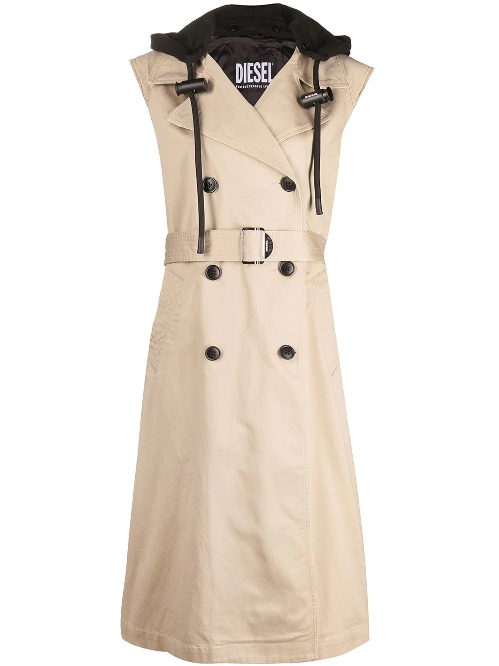 sleeveless double breasted trench coat - 1