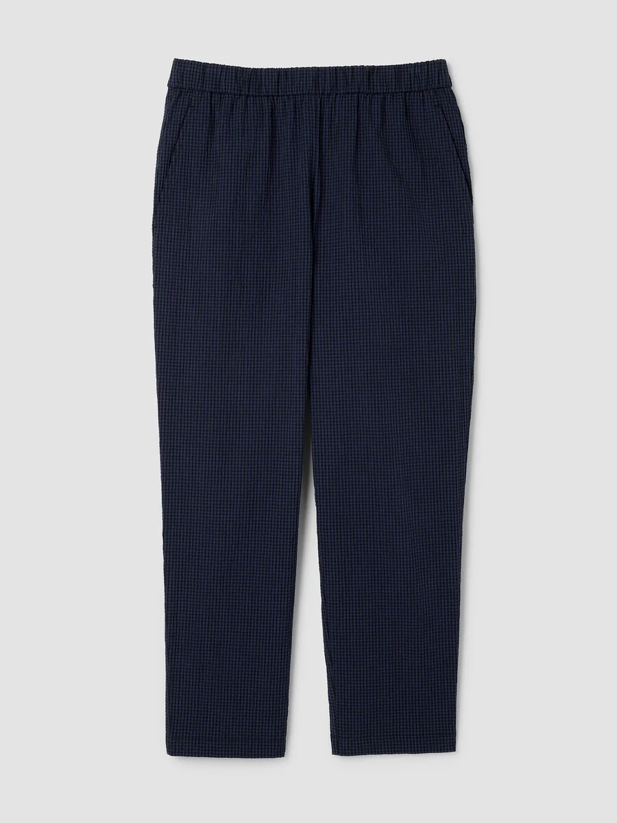 Organic Cotton Pucker Check Tapered Pant - 1