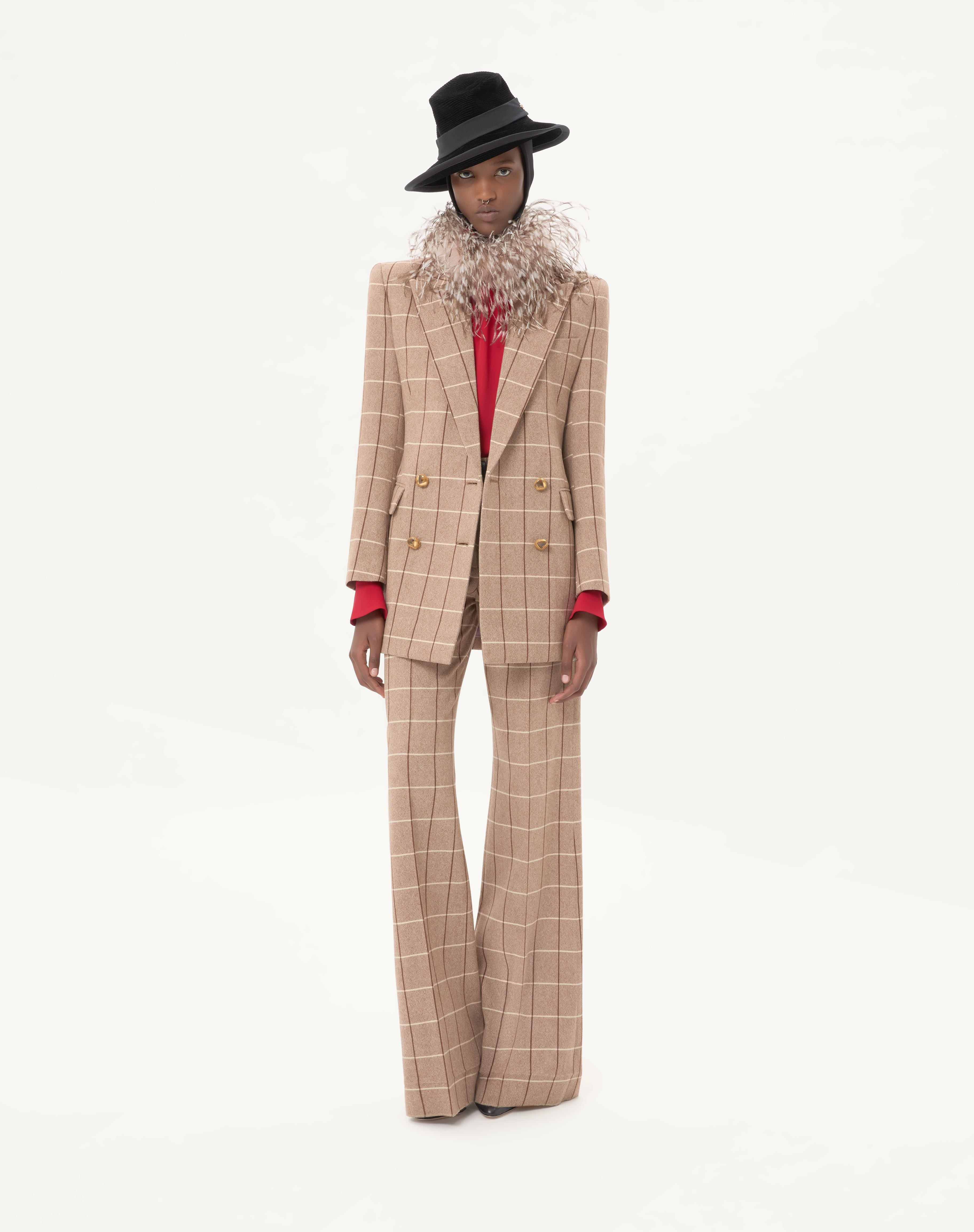 DOUBLE-BREASTED WOOL BLAZER WITH WINDOWPANE PATTERN - 2