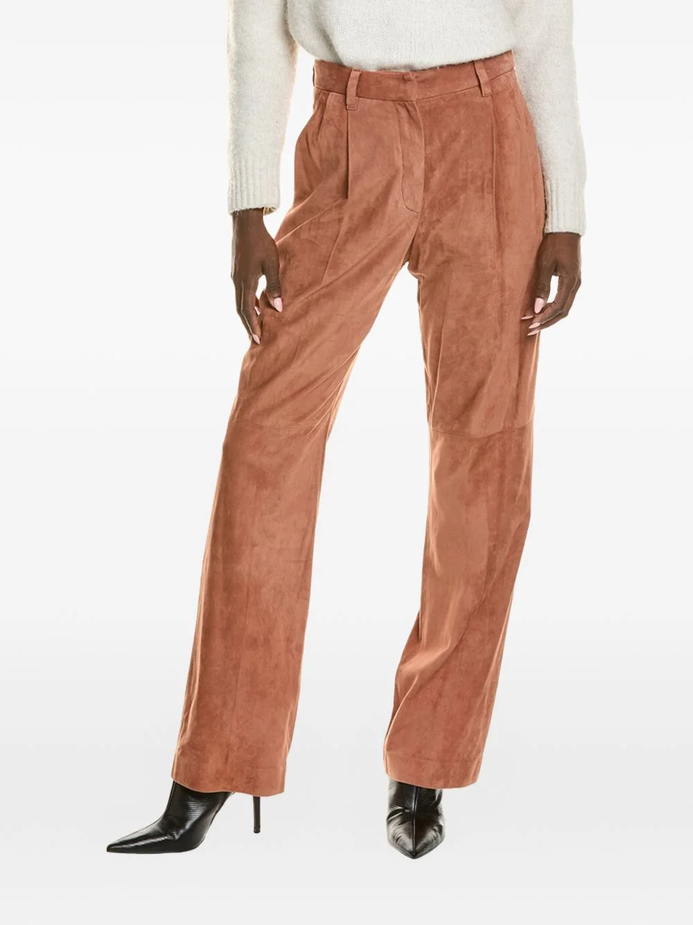 suede pleated trousers - 1