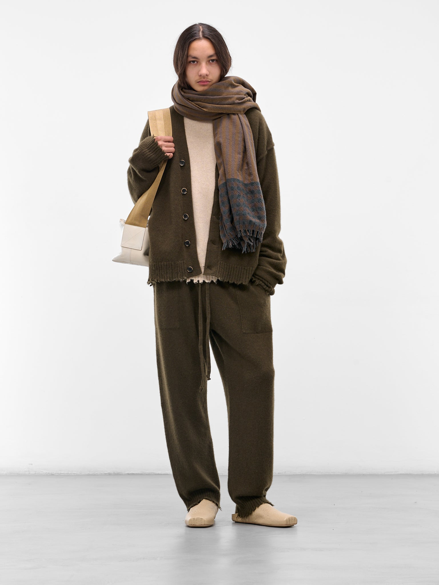 Army Green Cashmere Knit Trousers - 6