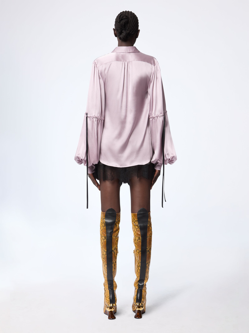 Mauve Silk Satin Shirt With Bow Details 4