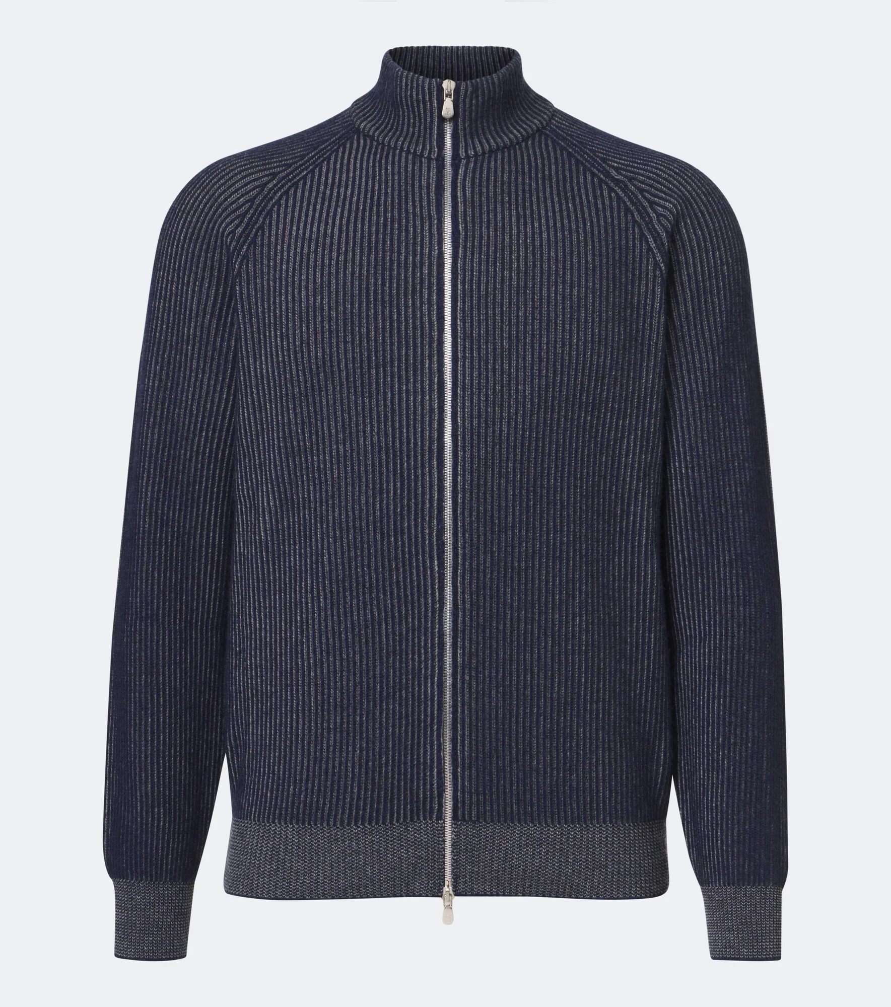 Ribbed-knit zip-up cashmere sweater - 1