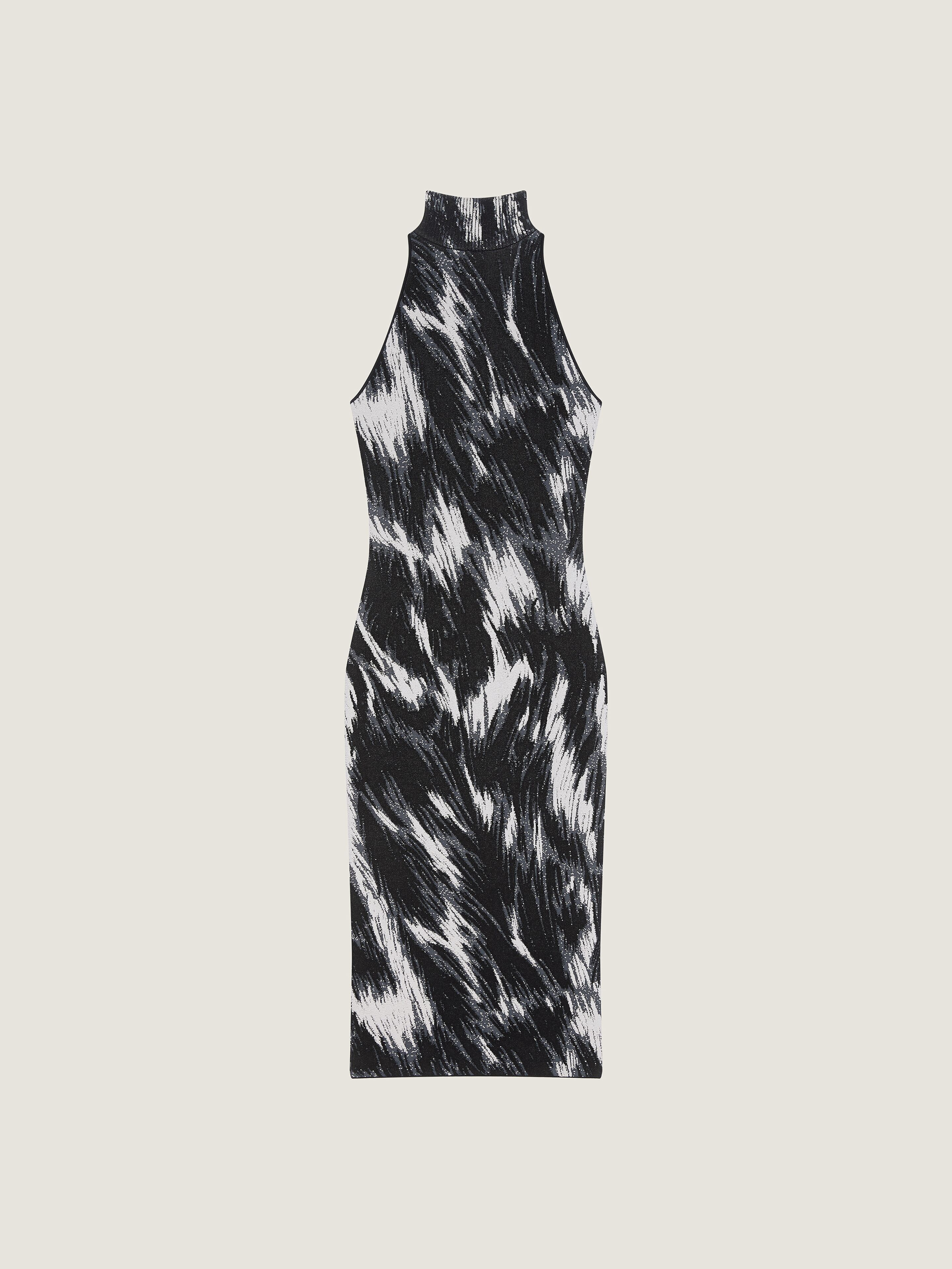 HALTERNECK DRESS IN ANIMAL JACQUARD VISCOSE - 1