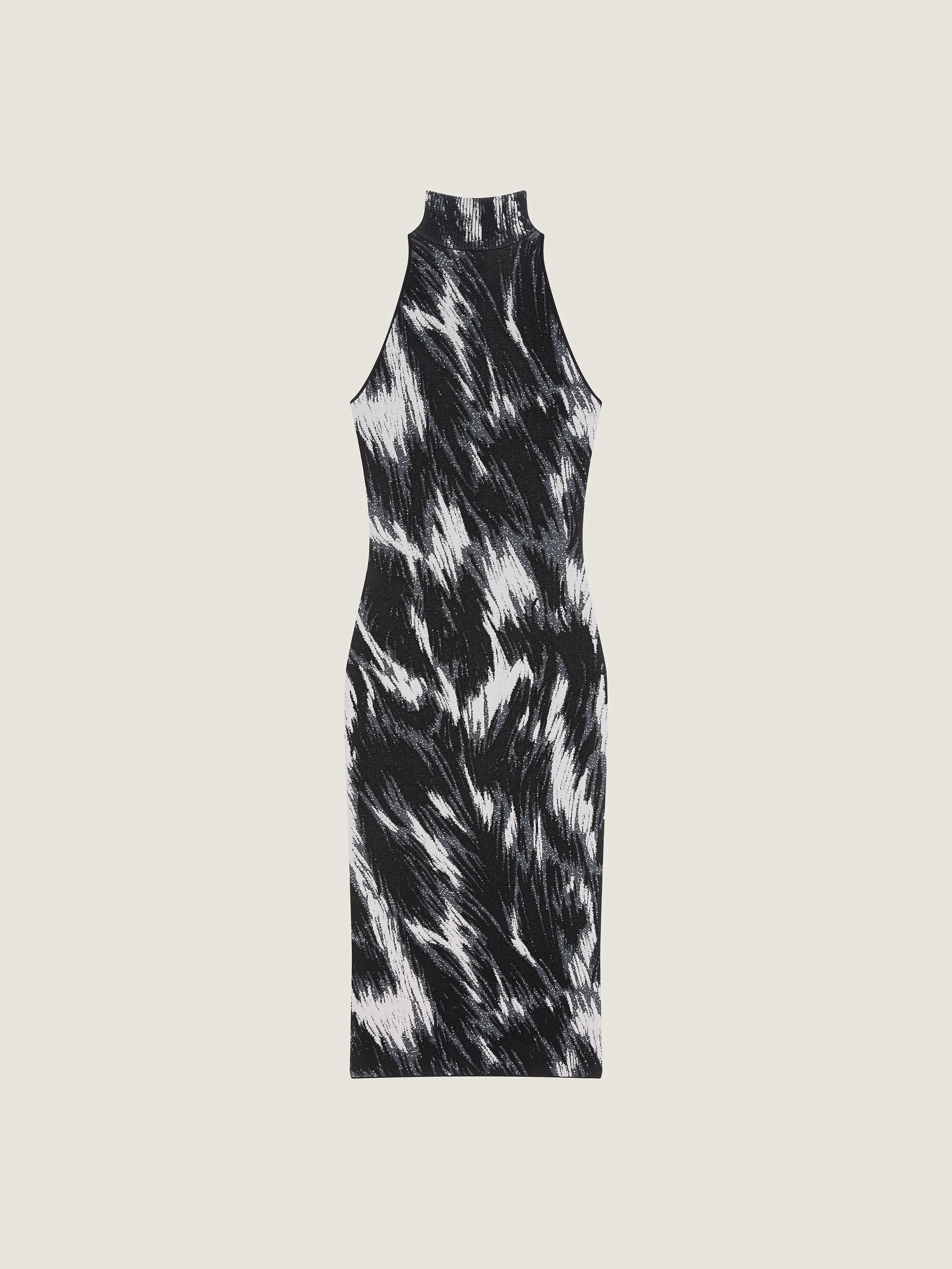 HALTERNECK DRESS IN ANIMAL JACQUARD VISCOSE - 1