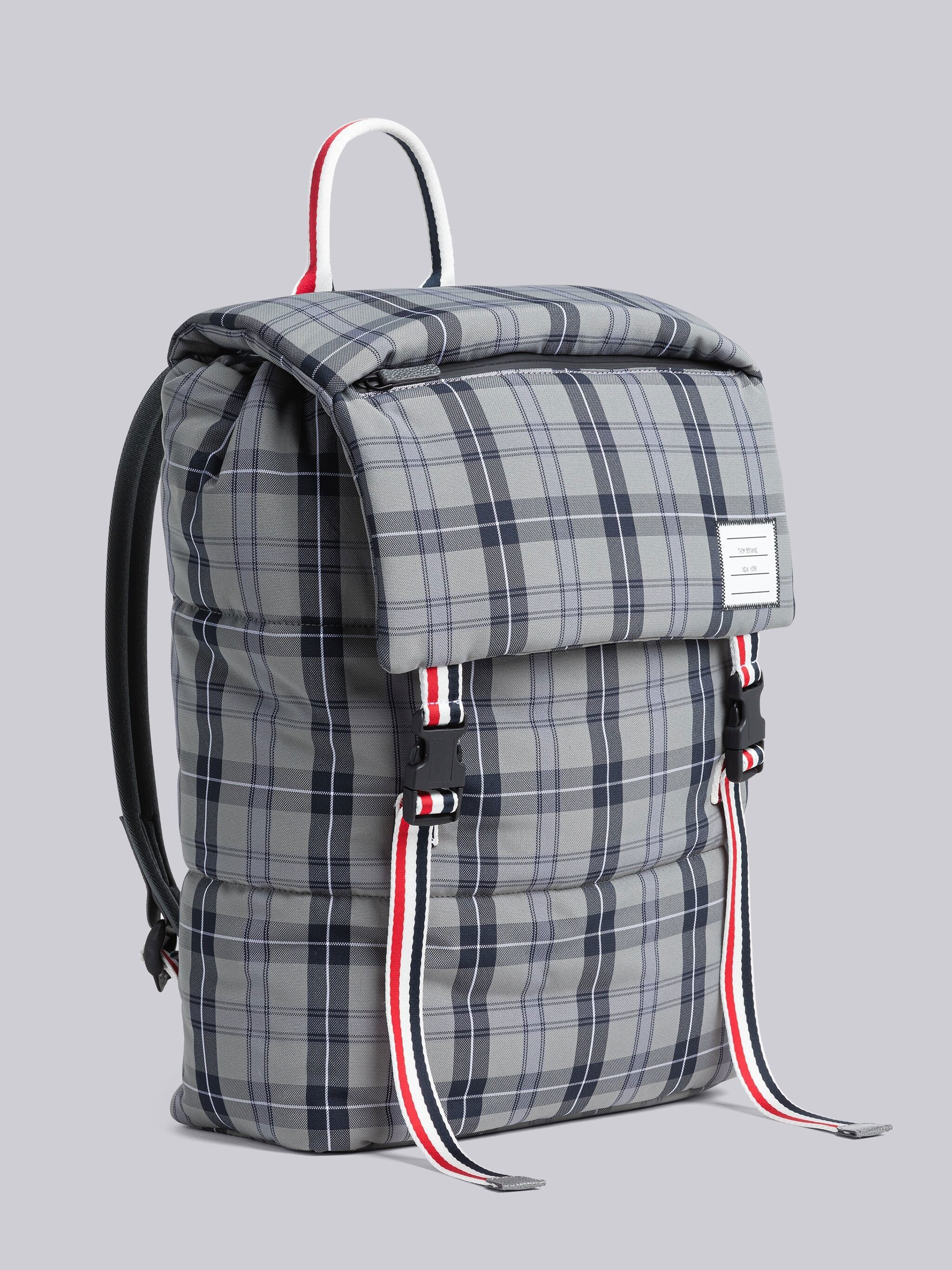 Tartan Nylon Canvas Puffer Backpack - 3