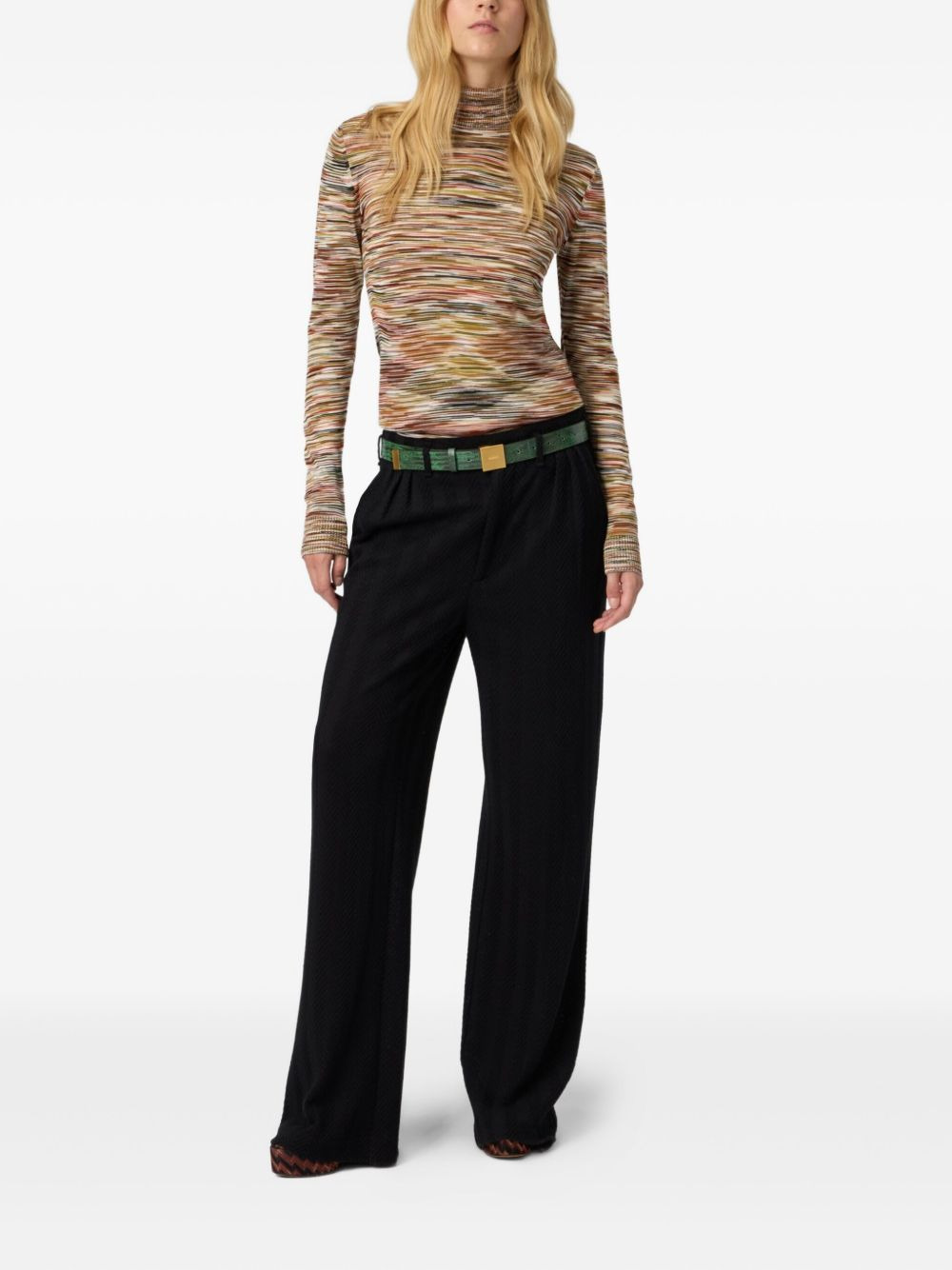 stripe-pattern turtleneck sweater - 2