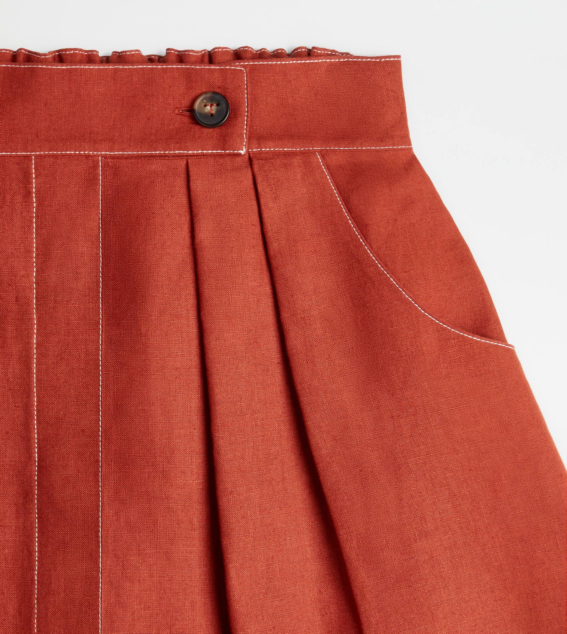 SKIRT IN LINEN - ORANGE - 8