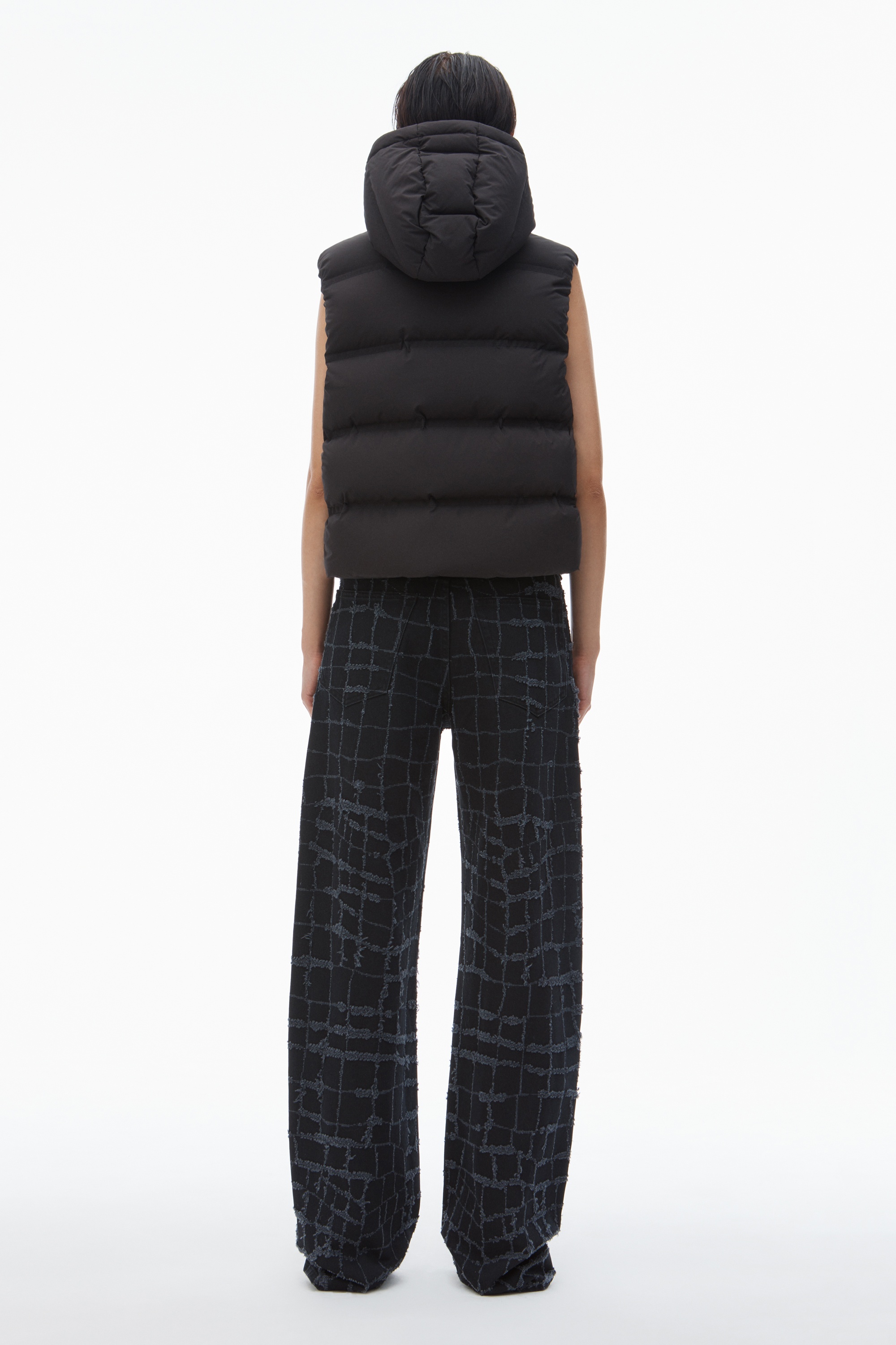 cropped hooded puffer vest with reflective logo - 3