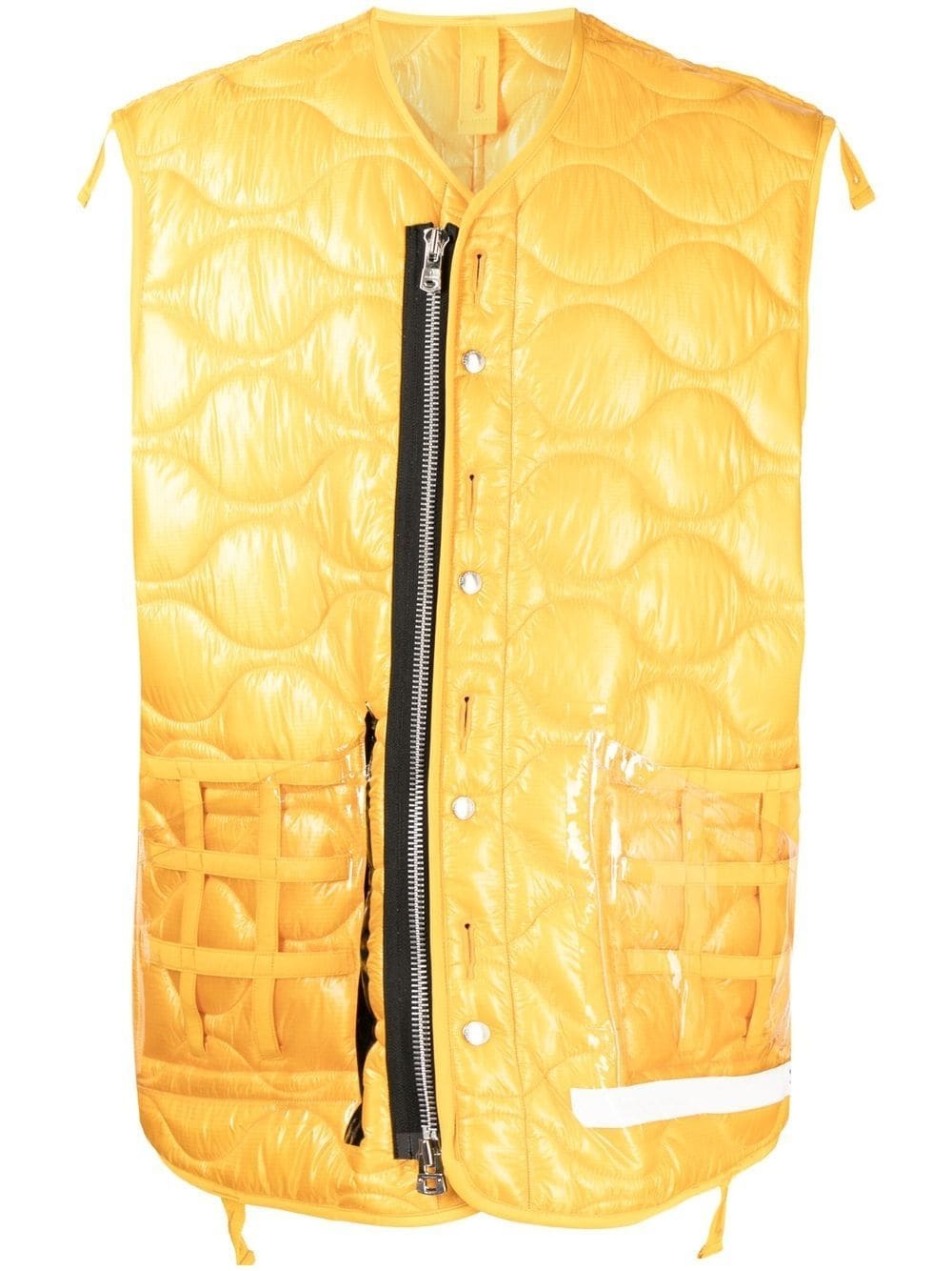 quilted transparent pocket gilet - 1