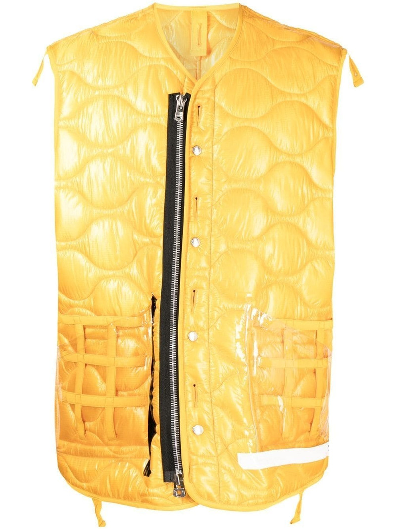 quilted transparent pocket gilet 1