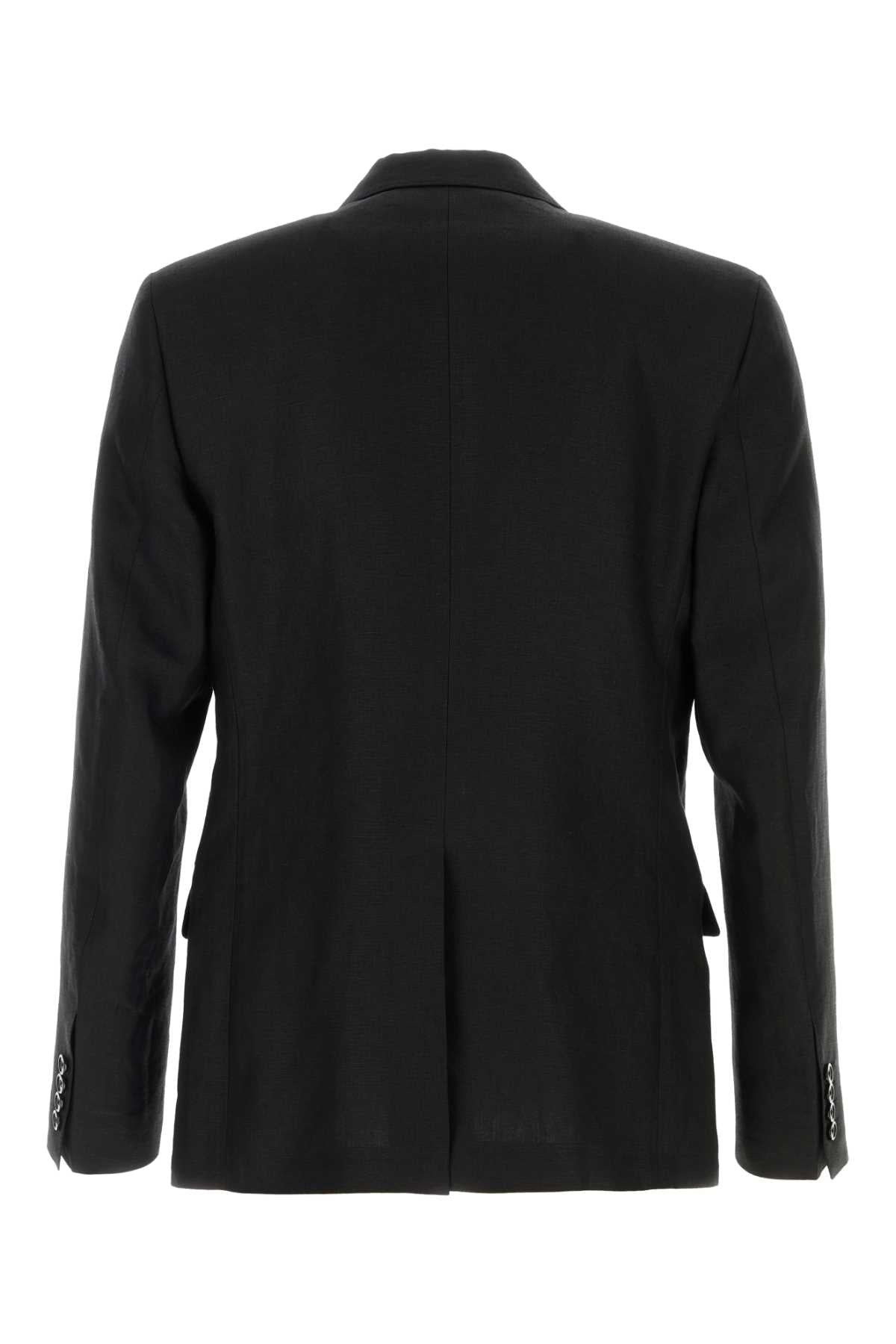 Dolce & Gabbana Men Black Linen Blazer - 2