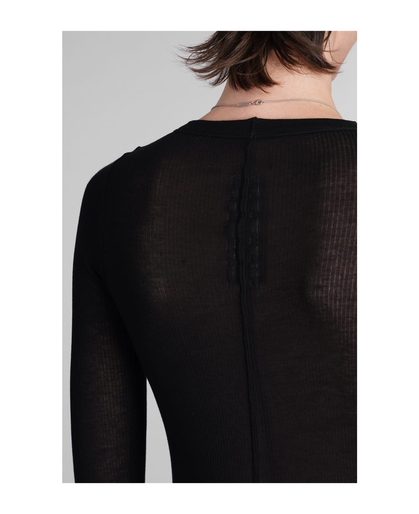 Rib Ls T Topwear In Black Viscose - 5