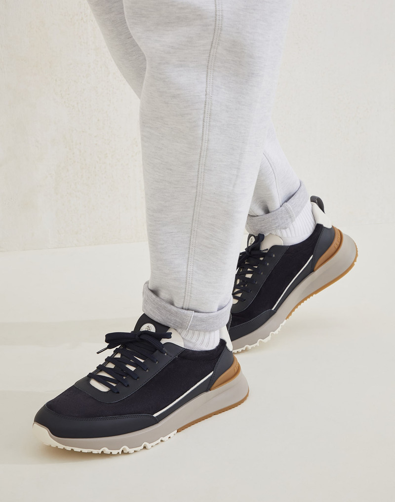 Washed suede and semi-polished calfskin runners 4