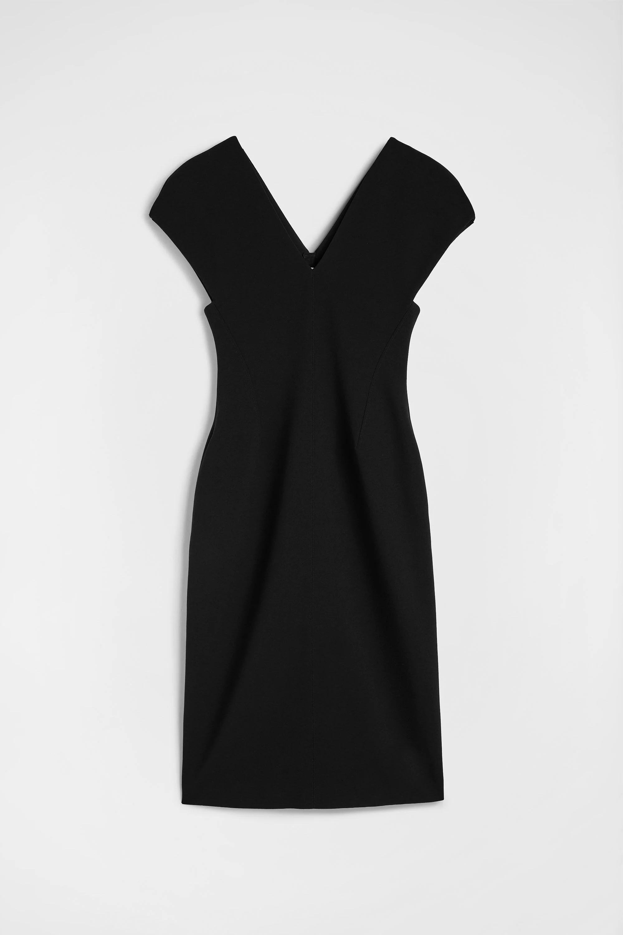 Wool Sablé V-Neck Dress - 1