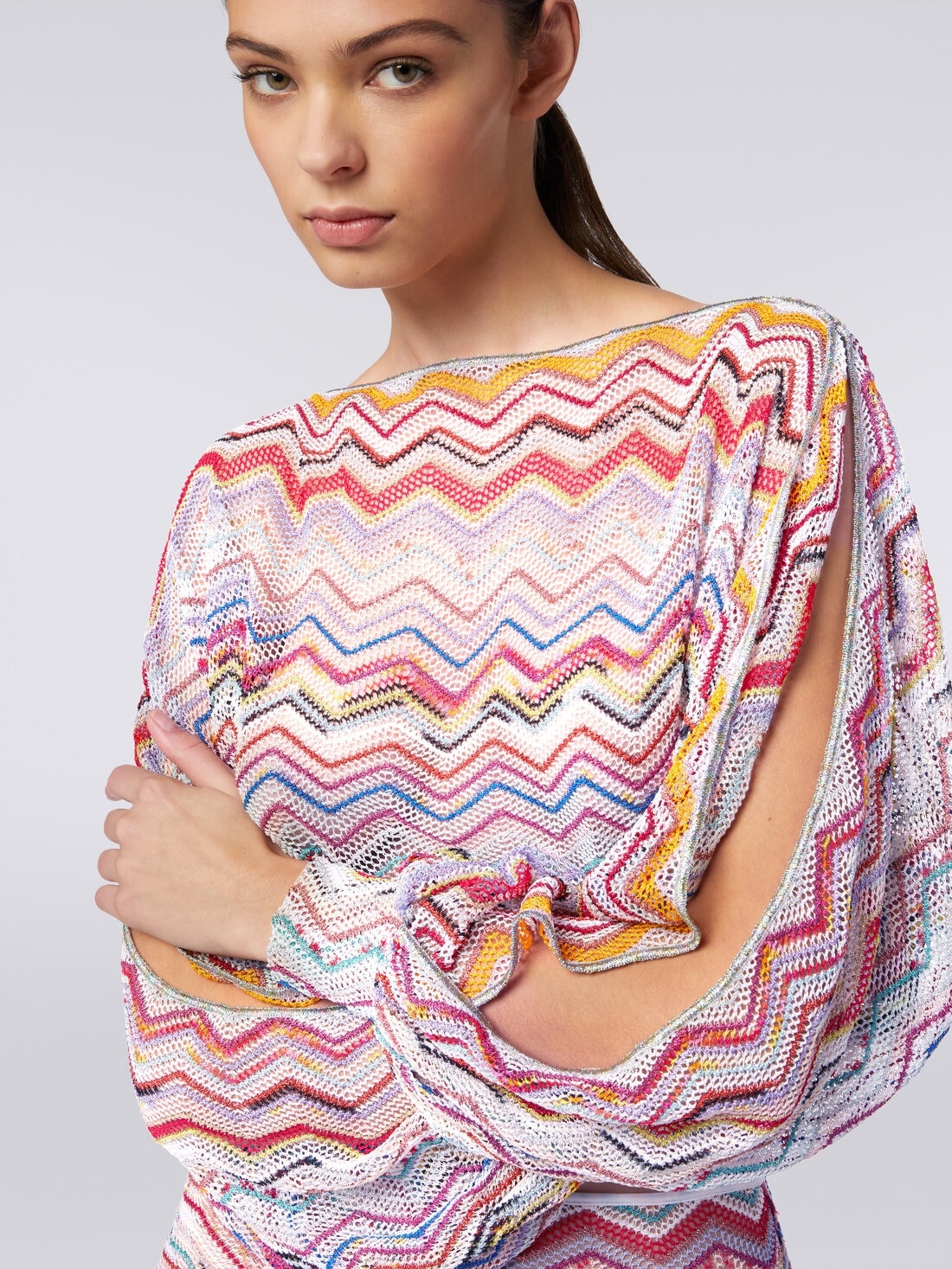 Crochet long-sleeved top with lurex - 5