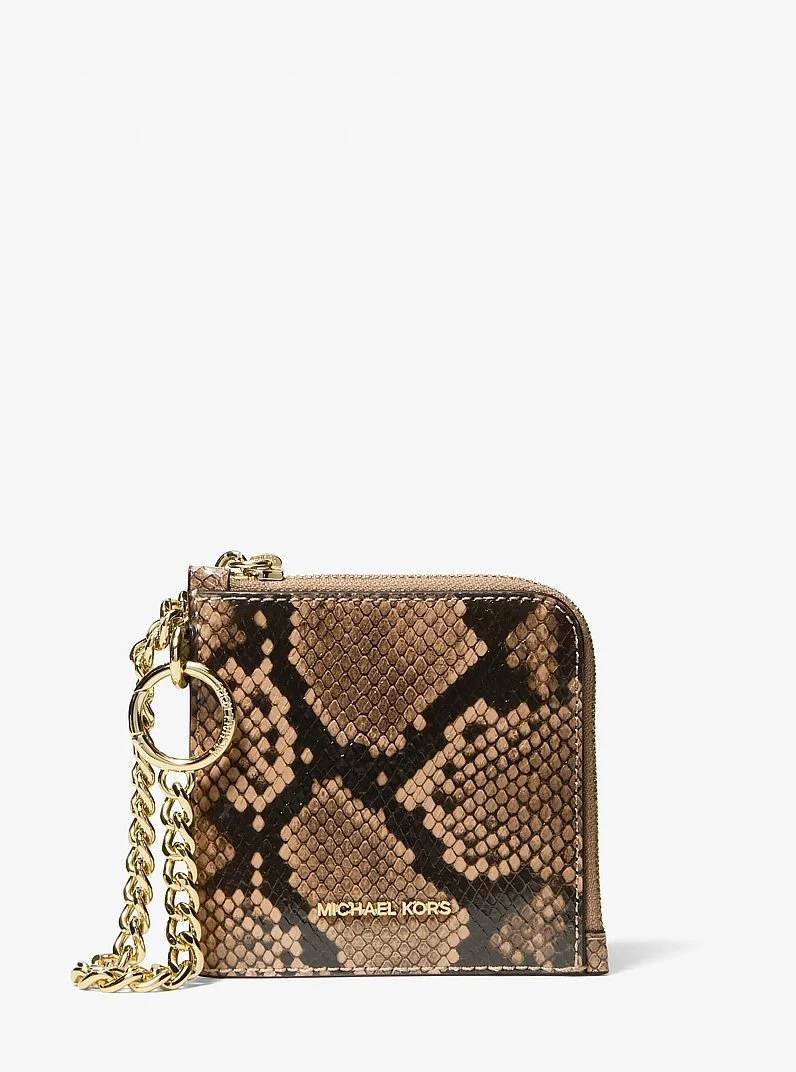 Jet Set Travel Medium Snake Embossed Chain Wallet - 1