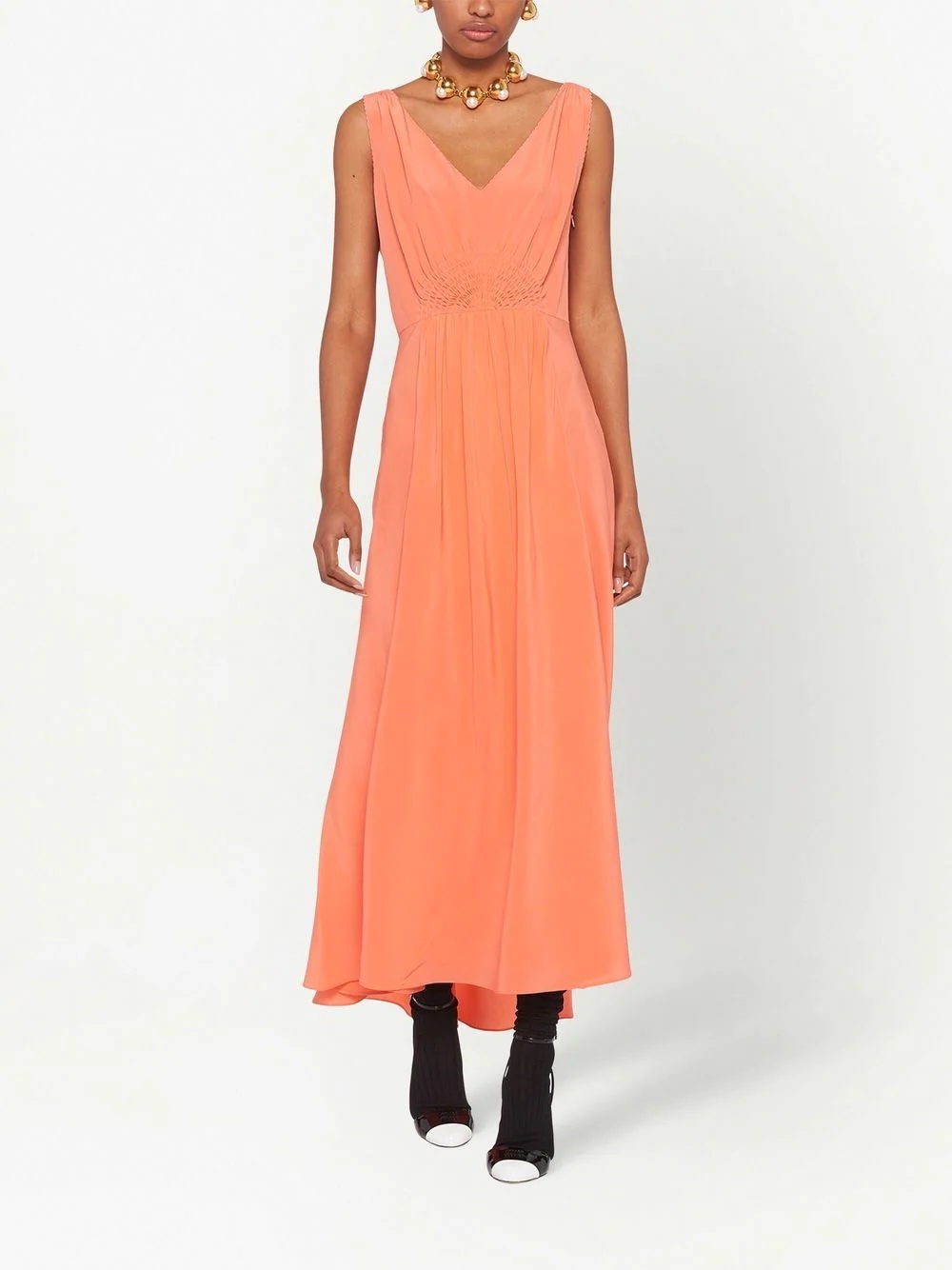gathered-bodice silk dress - 2