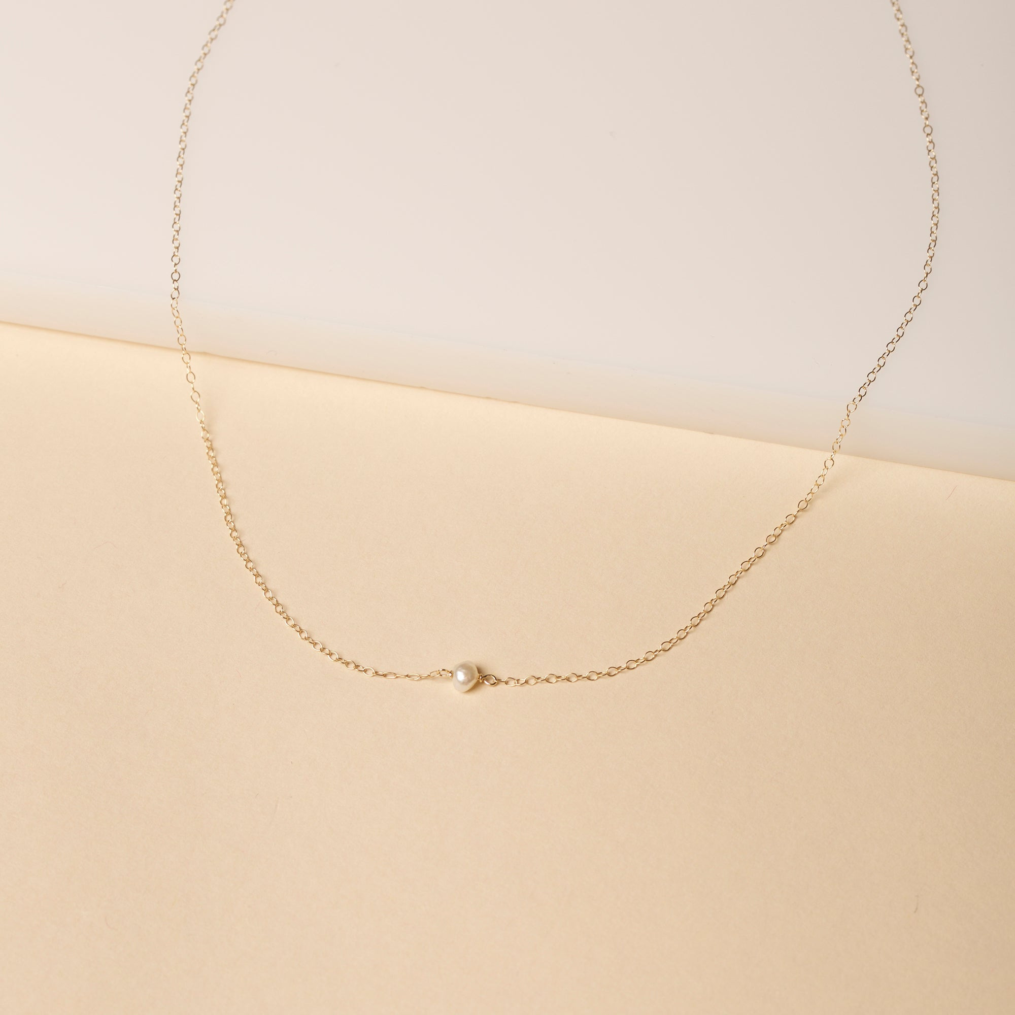 Tiny Solitaire Pearl Necklace - 4