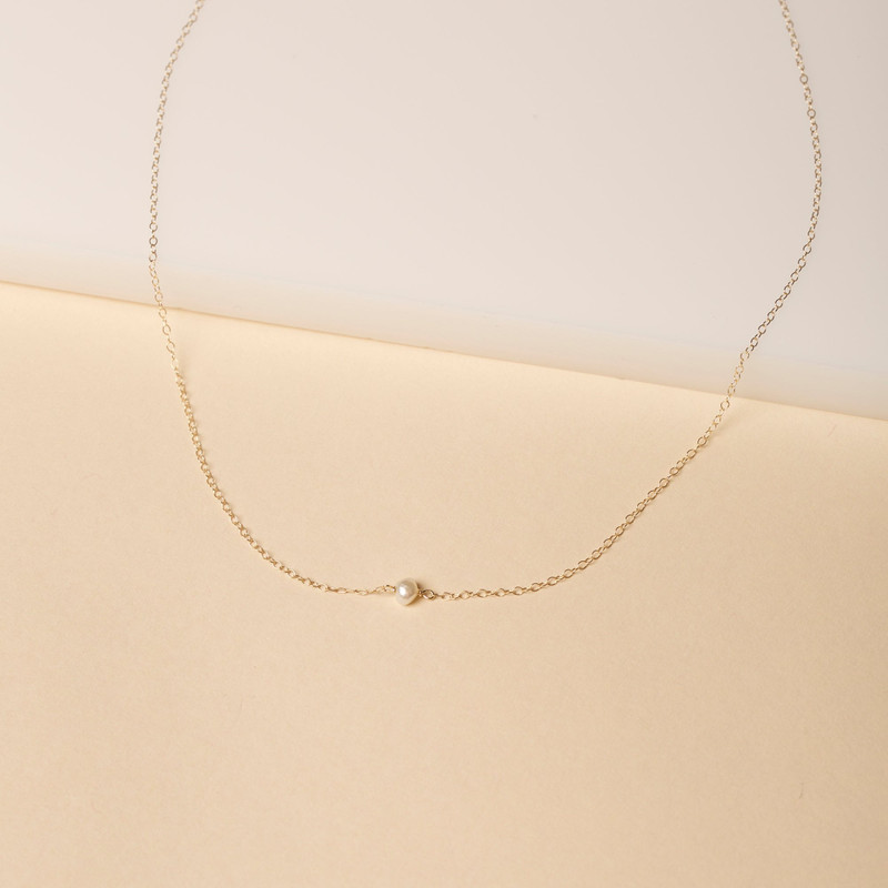Tiny Solitaire Pearl Necklace 4