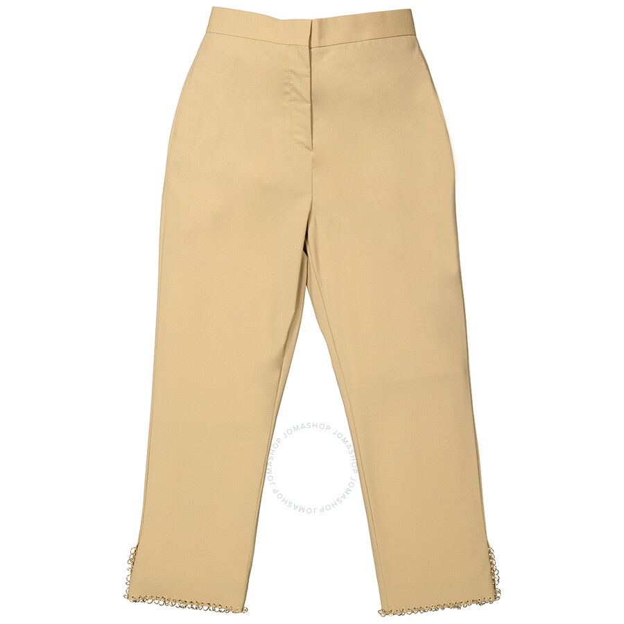 Burberry Ladies Ring-pierced Wool Trousers In Honey - 5