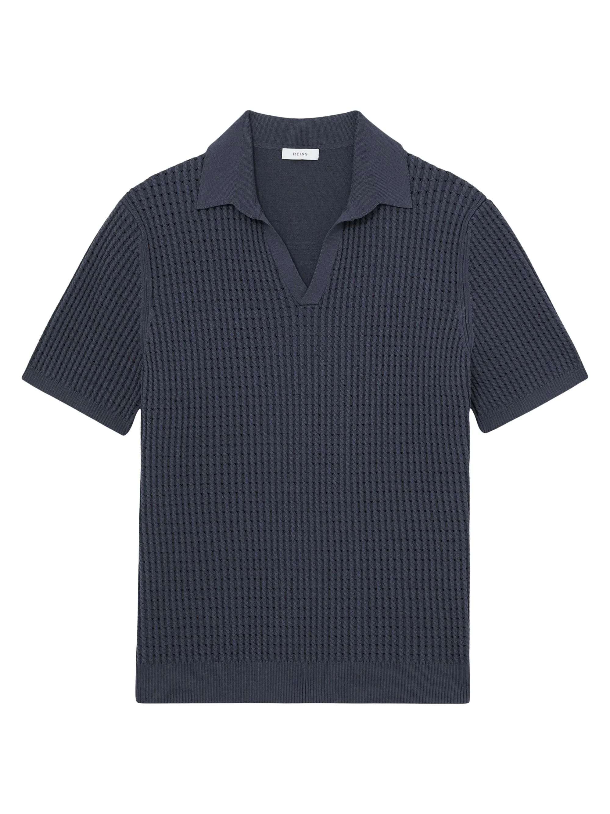 Men's Merit Waffle Johnny Polo Shirt - Dark Airforce Blue - 1