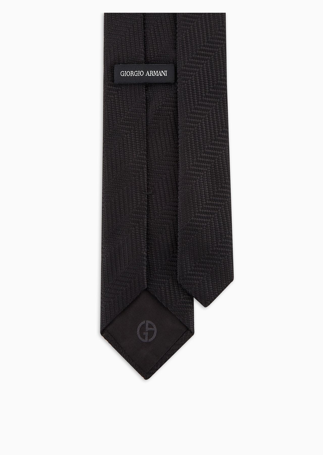 Silk tie with jacquard chevron motif - 2