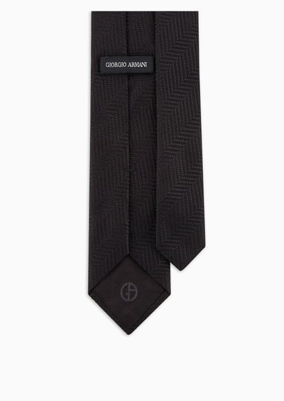 GIORGIO ARMANI Silk tie with jacquard chevron motif outlook