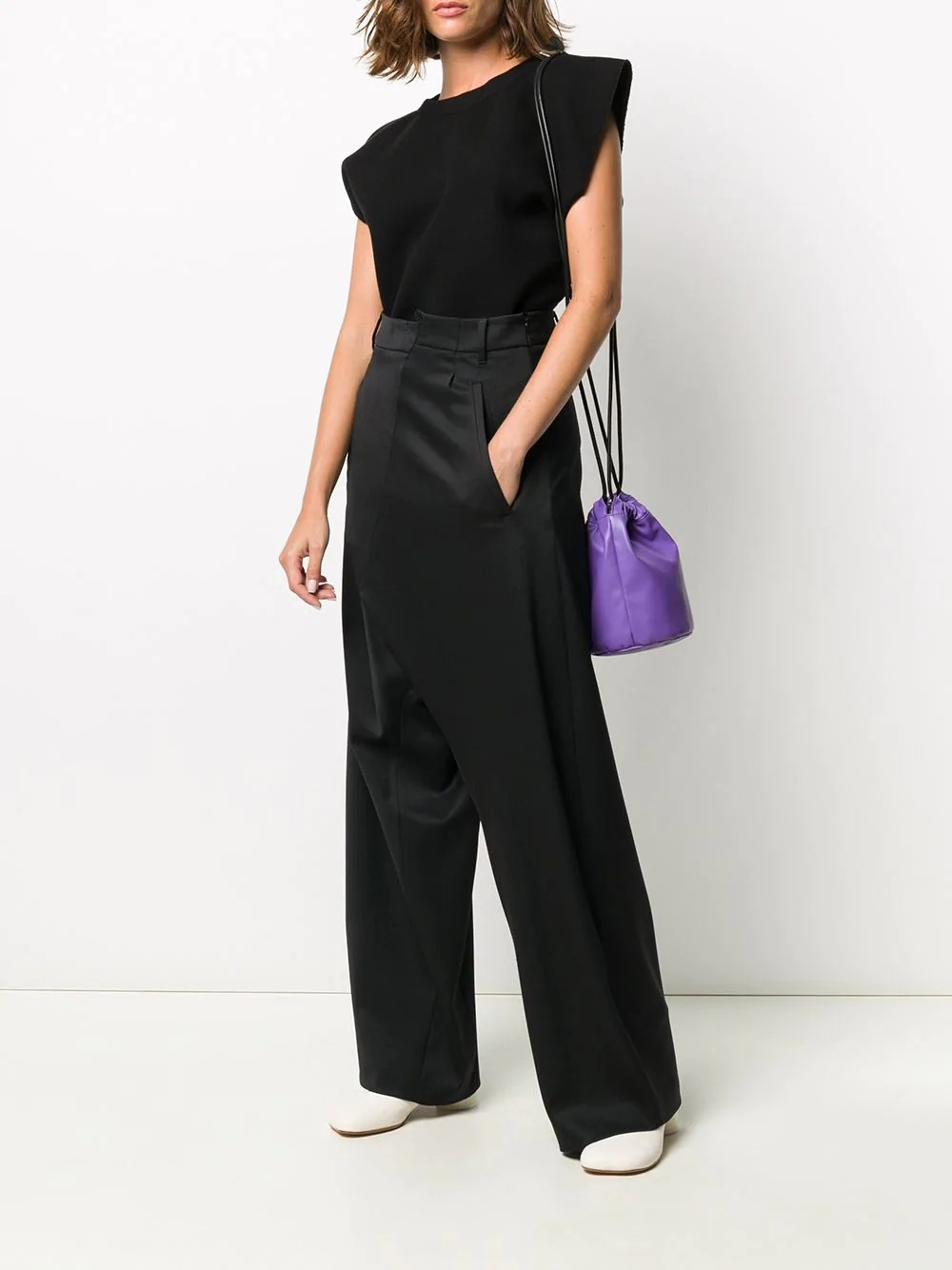 drop-crotch asymmetric trousers - 2