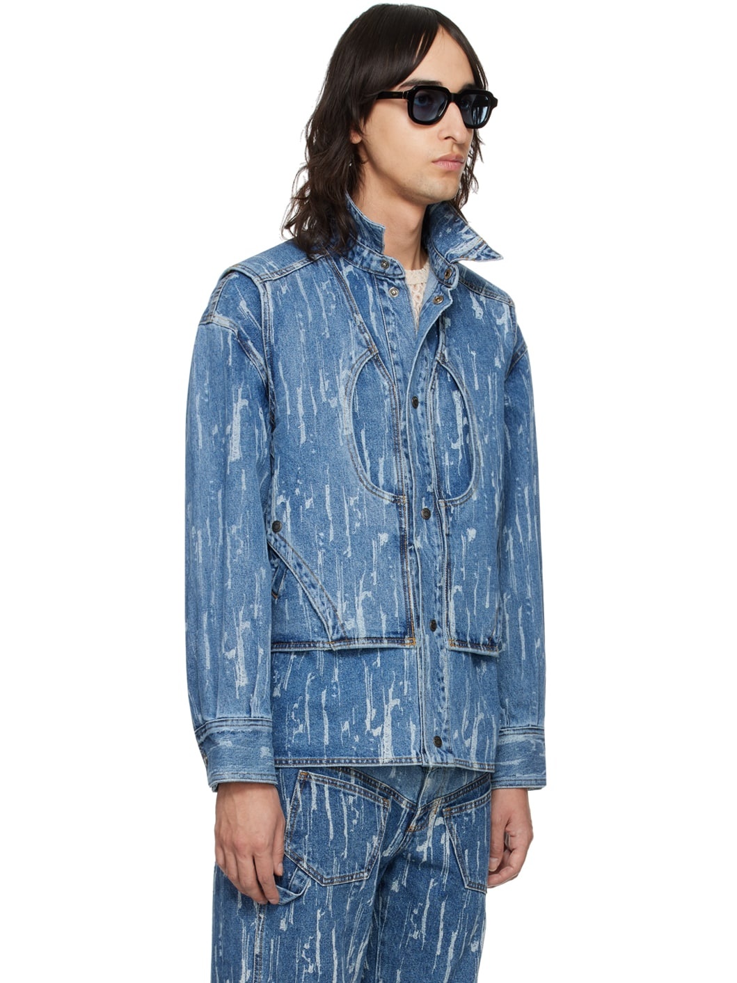 Blue Layered Denim Jacket - 2