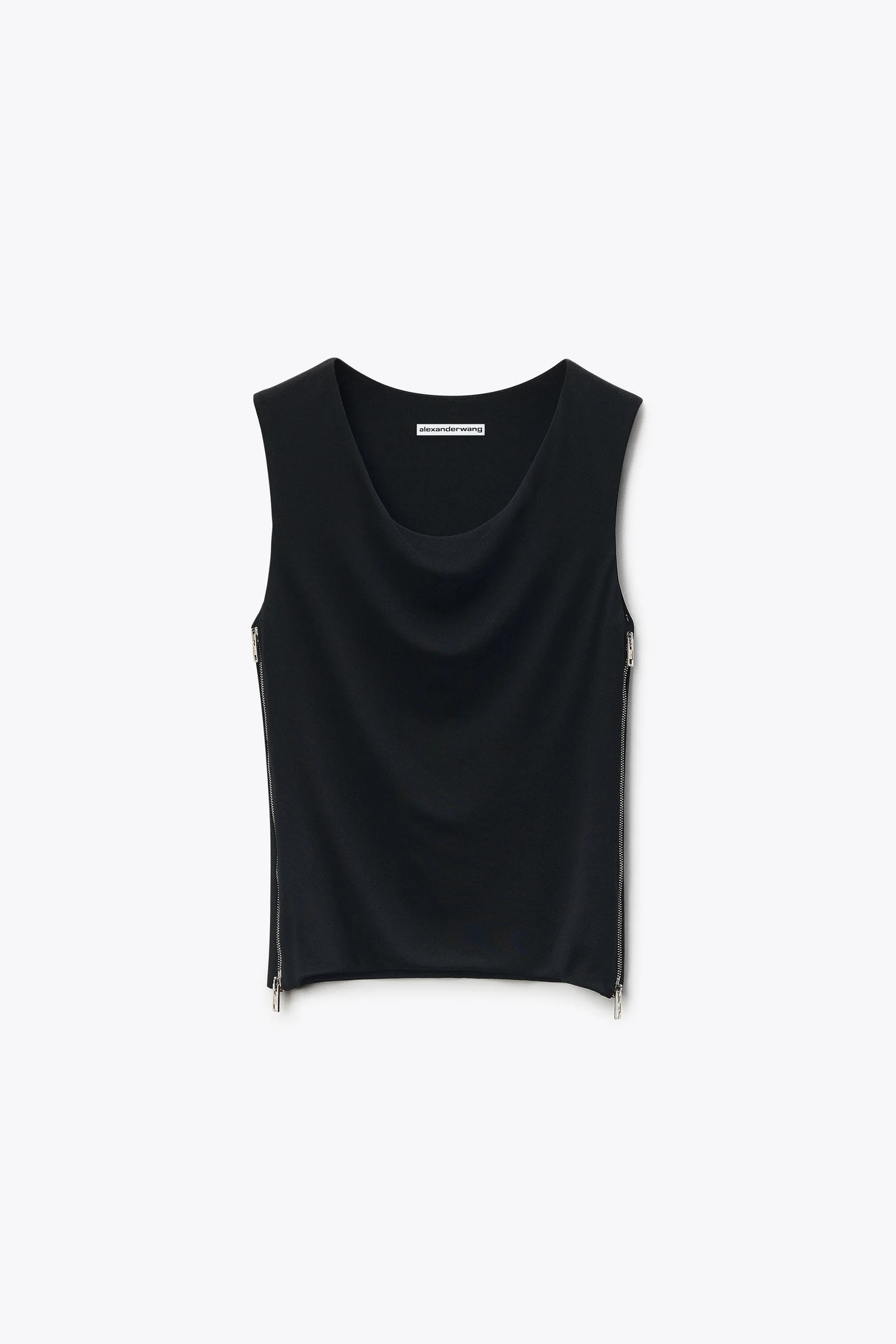 zipper detail cowl neck tank - 1