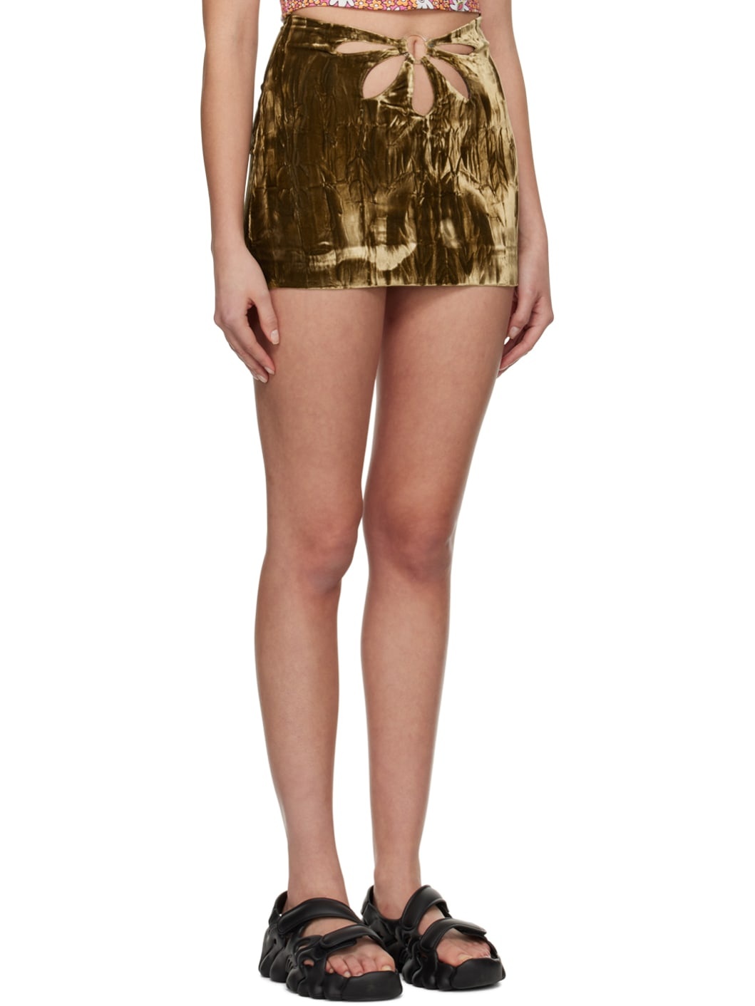 Khaki Flower Miniskirt - 2